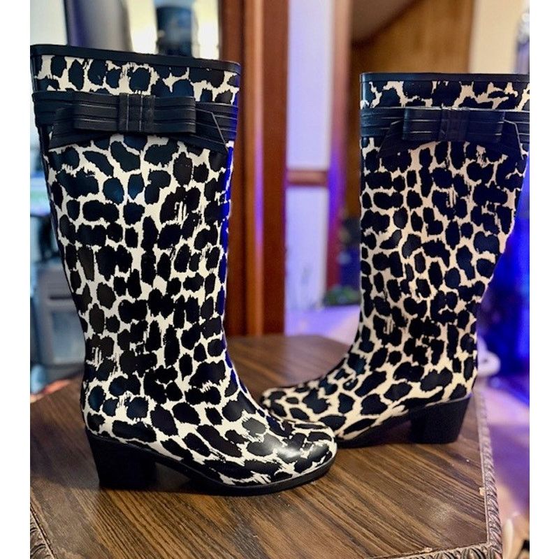 Kate Spade Kate Spade Leopard Print Rain Boots Knee High Bow Detail Size US 10 / IT 40 - 5 Thumbnail