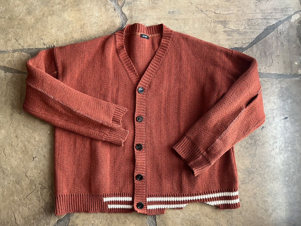 Raf Simons 2016 Rust Oversized distressed cardigan One Size