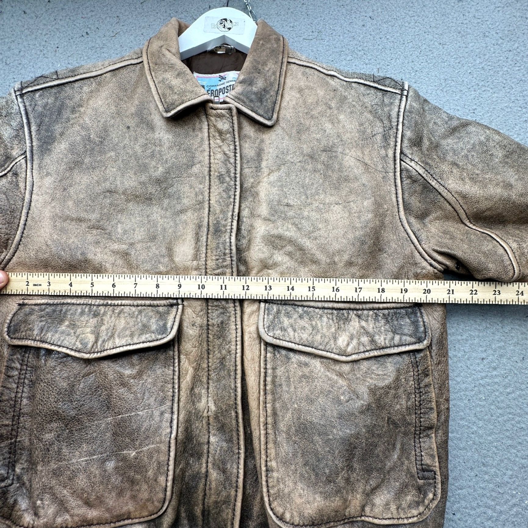 Vintage VINTAGE Aéropostale A-2 Bomber Leather Jacket Medium Brown Zip Flight Aviator Men M Brown Jacket Leather Mens Size US M / EU 48-50 / 2 - 4 Thumbnail