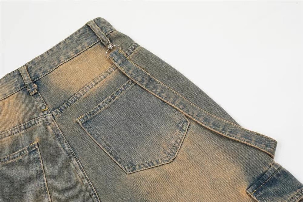 Japanese Brand × Jean Men's washed distressed multi-pocket work jeans Size US 32 / EU 48 - 6 Thumbnail