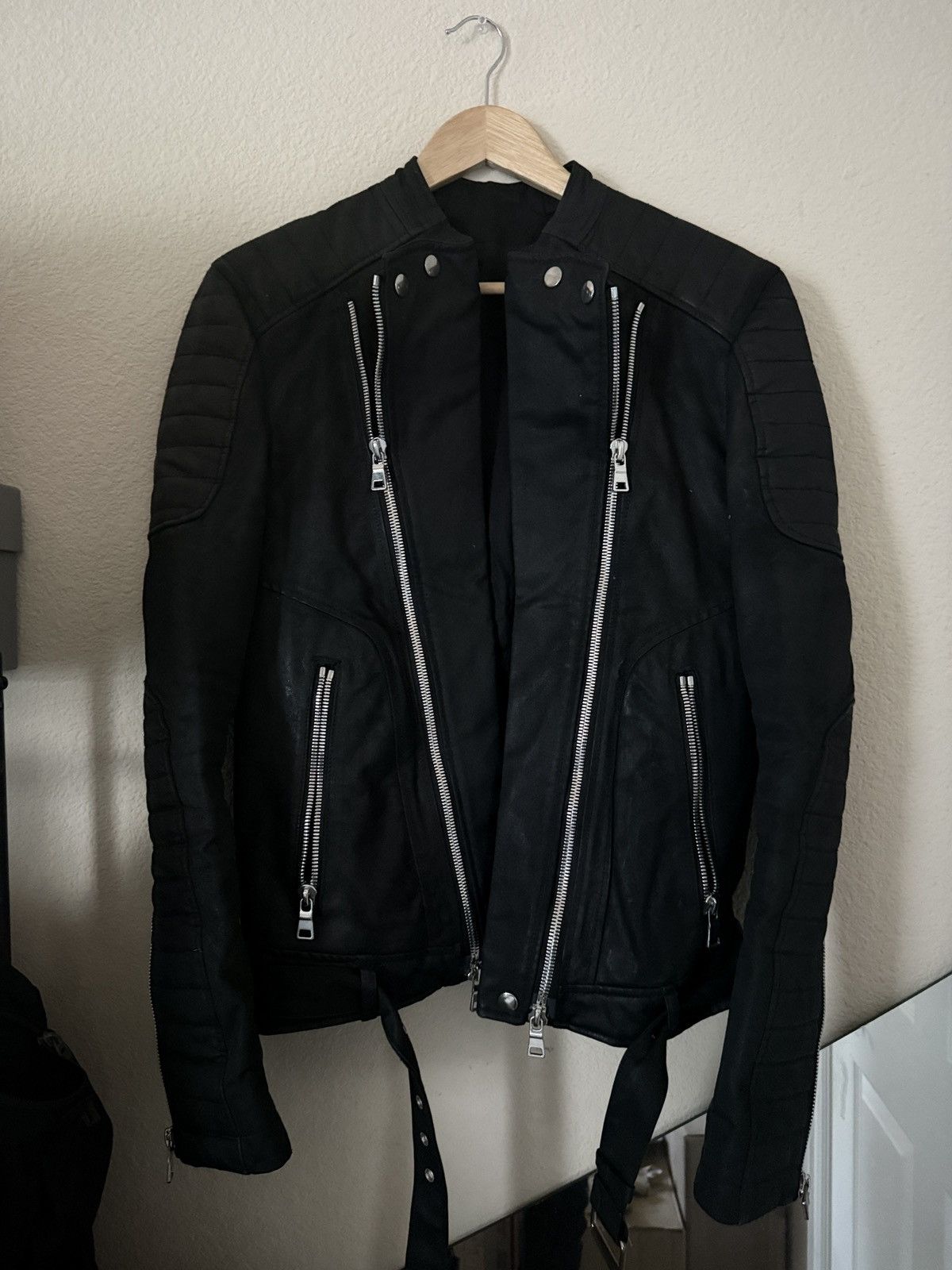 Balmain S/S 12 Waxed Double Zip Moto Jacket Size US S / EU 44-46 / 1 - 1 Thumbnail
