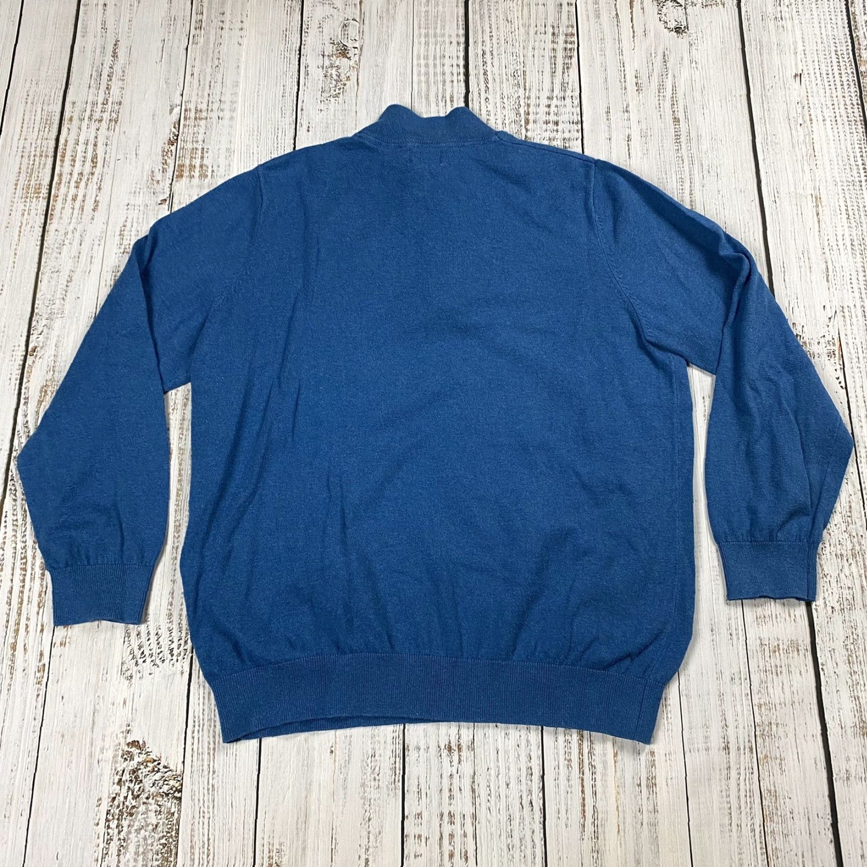 Vintage L.L. Bean Sweater Mens XL Blue Cotton Cashmere Blend 1/4 Zip Mock Neck Classic Outdoor Size US XL / EU 56 / 4 - 5 Thumbnail