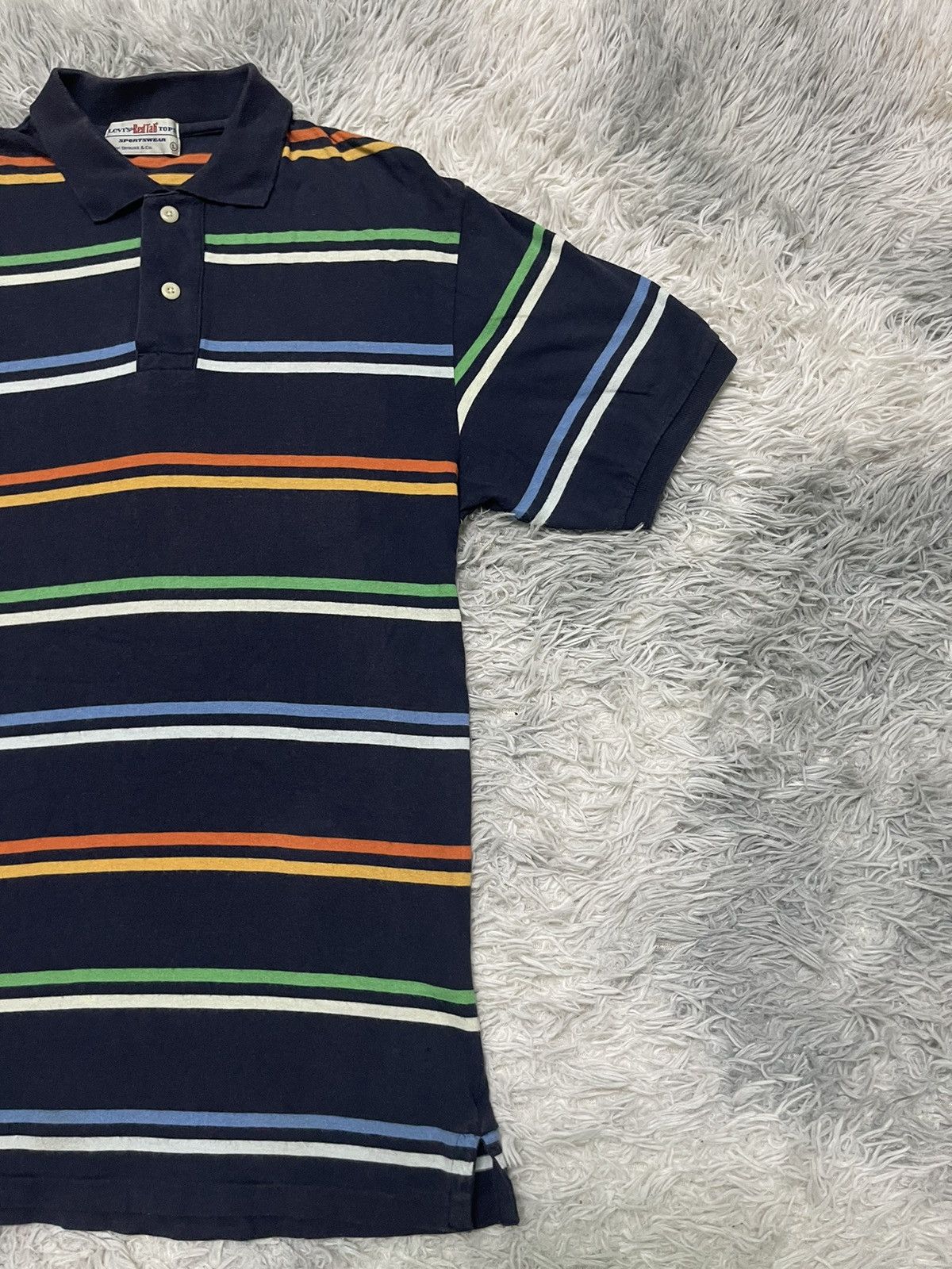 Japanese Brand × Levi's Vintage Clothing × Vintage 90s LEVIS STRIPES POLO SHIRT RARE DESIGN Size US M / EU 48-50 / 2 - 4 Thumbnail