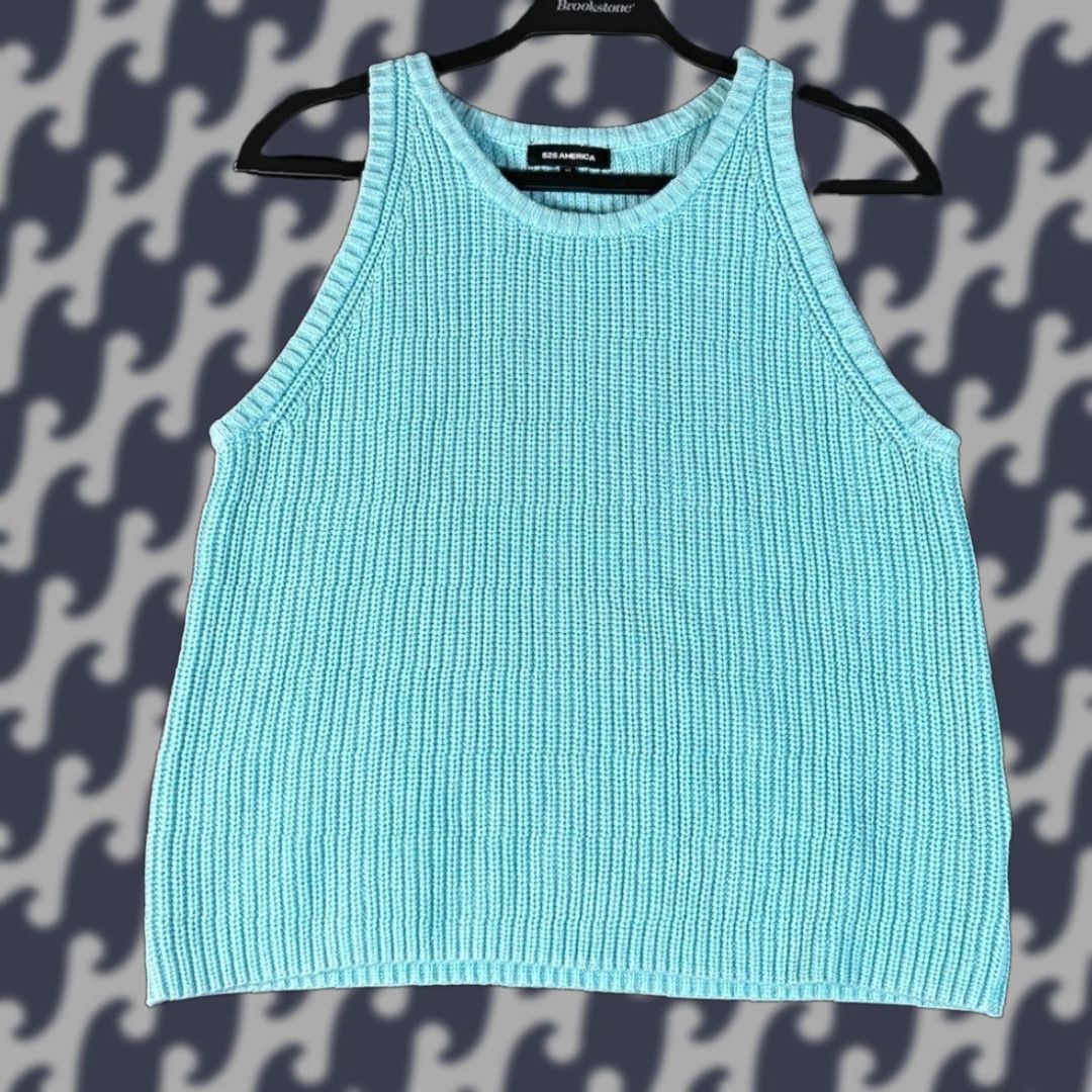 Vintage VINTAGE 525 america Blue Ribbed Knit Tank Top Women M Sleeveless Tank Top Ribbed Knit Summer Casual Size M / US 6-8 / IT 42-44 - 1 Thumbnail