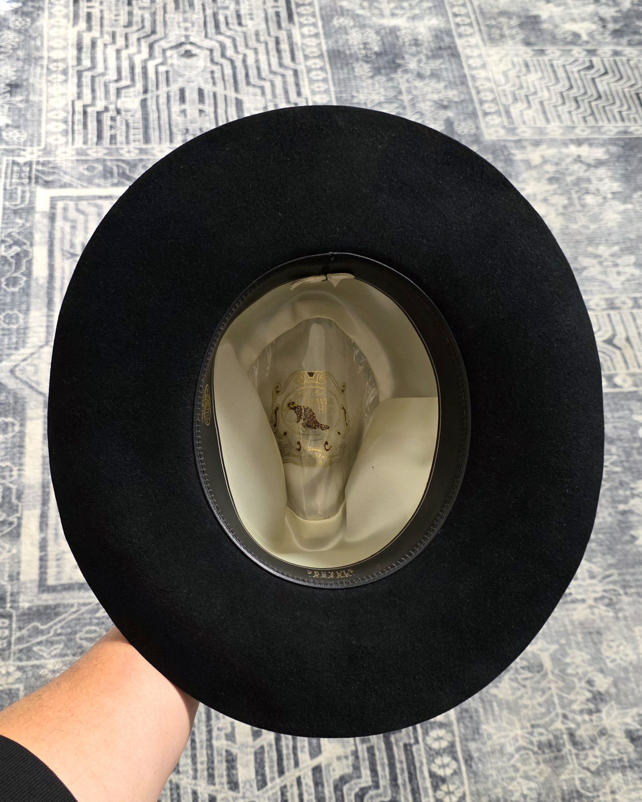 Vintage Vintage Beaver Brand 5x Fur Felt Black Cowboy Hat Sz 7 1/4 Size ONE SIZE - 7 Thumbnail