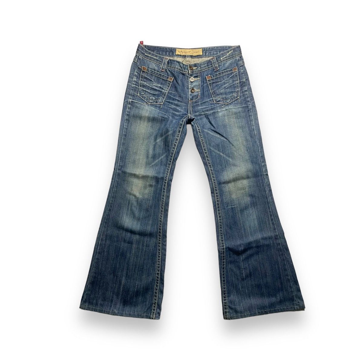 Le Grande Bleu (L.G.B.) SUPER FLARE VINTAGE HOT PEPPER BUTTON FLY DENIM PANTS Size US 32 / EU 48 - 1 Thumbnail