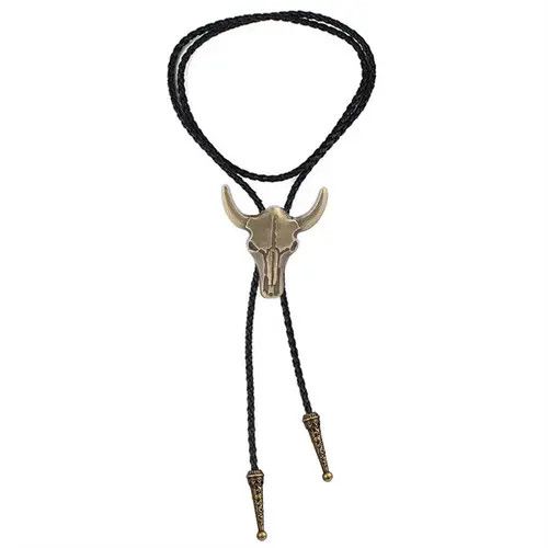 Other Adjustable Bull Head Leather Rope Bolo Tie Size ONE SIZE - 4 Thumbnail
