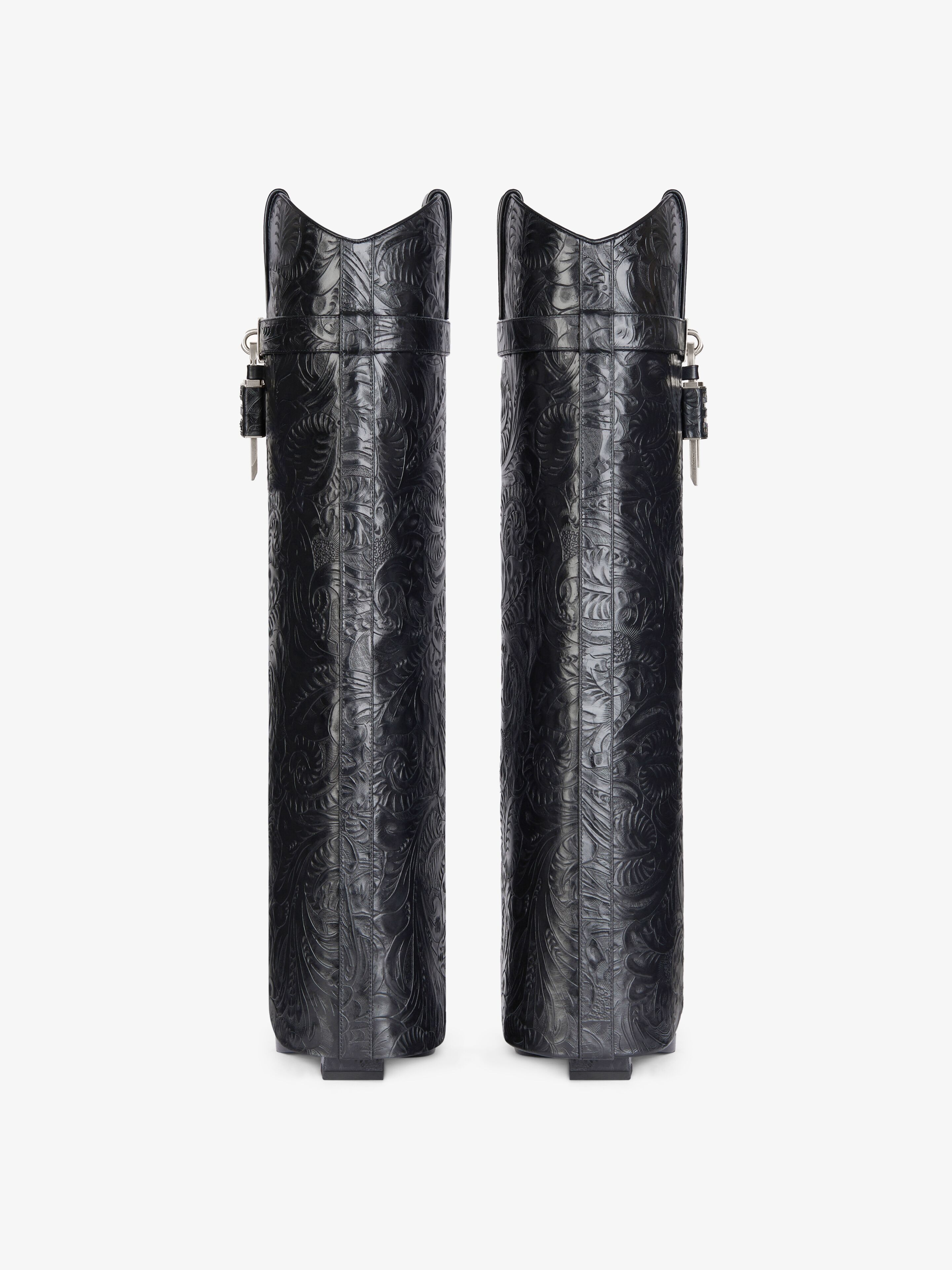 Givenchy o1srvl11e0525 Shark Lock Cowboy High Boots 60mm in Black Size US 11 / IT 41 - 4 Thumbnail