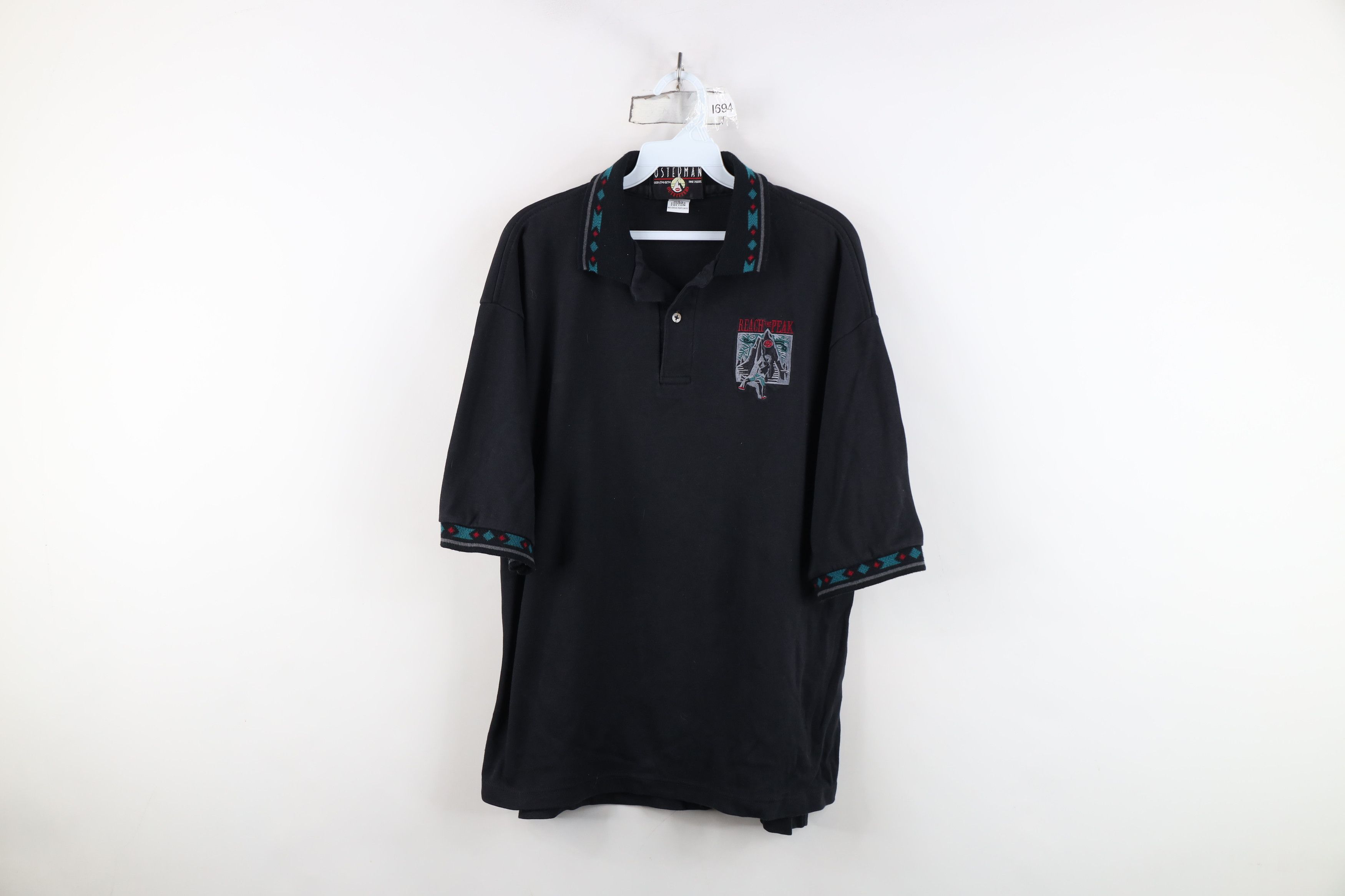 Vintage Vintage 90s Spell Reach the Peak Mountain Climbing Polo USA Size US L / EU 52-54 / 3 - 1 Thumbnail