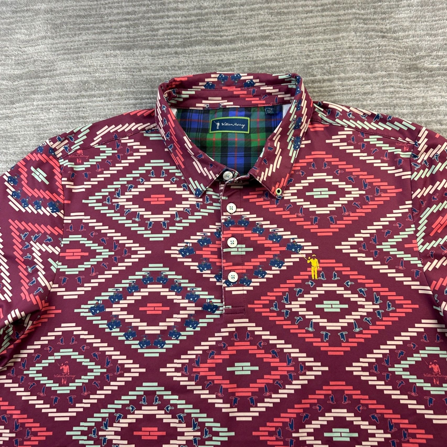 Vintage William Murray Polo Shirt Mens XL All Over Print Golf Performance Size US XL / EU 56 / 4 - 3 Thumbnail