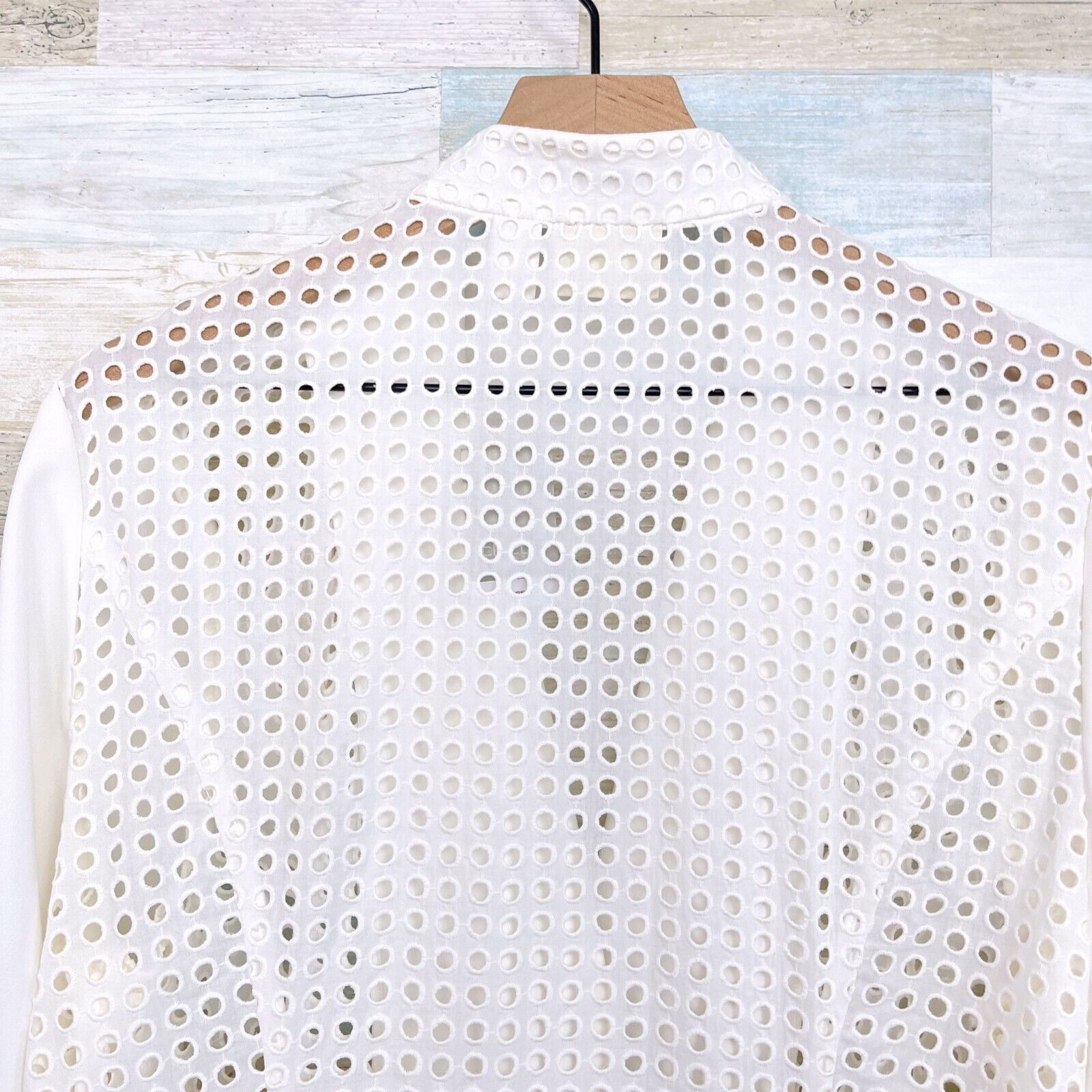 Chicos Chicos Eyelet Novelty Duster Jacket White 3/4 Large 2 Size L / US 10 / IT 46 - 5 Thumbnail