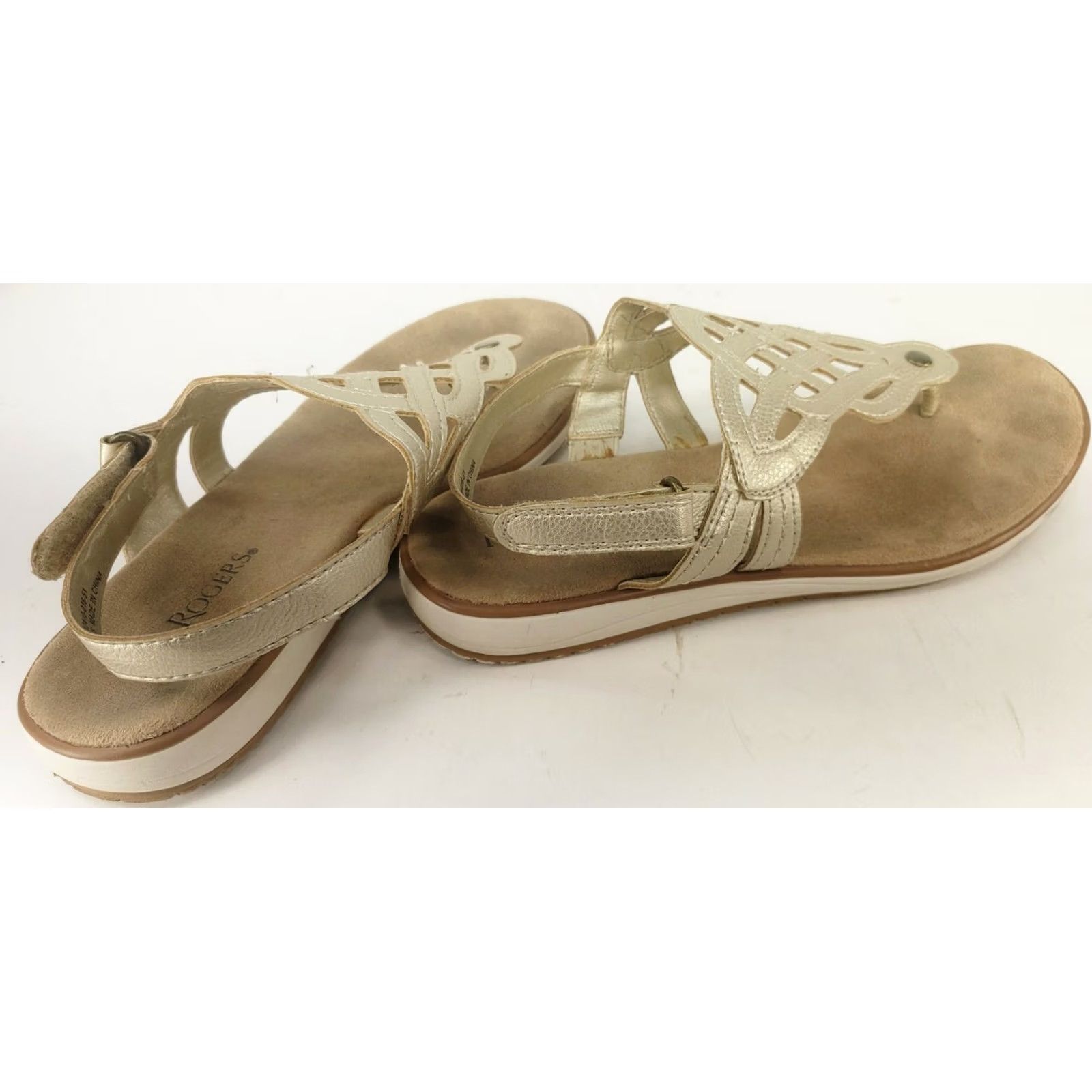 Vintage Kim Rogers Tessy Slingback Flat Sandals Women's 8.5M Light Gold Size US 9 / IT 39 - 5 Thumbnail