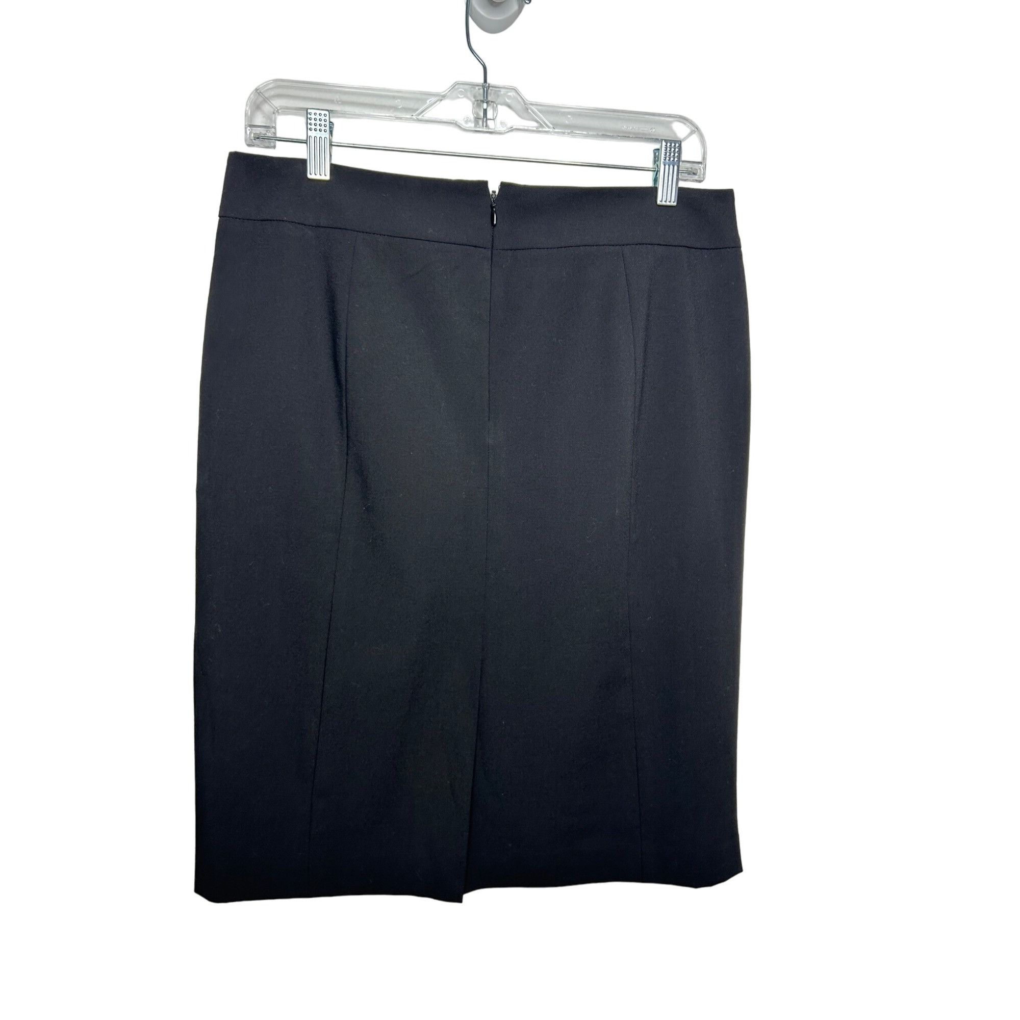 Calvin Klein Calvin Klein Black Pencil Skirt 10 Faux Leather Tabs Back Sl Size 32" / US 10 / IT 46 - 6 Thumbnail