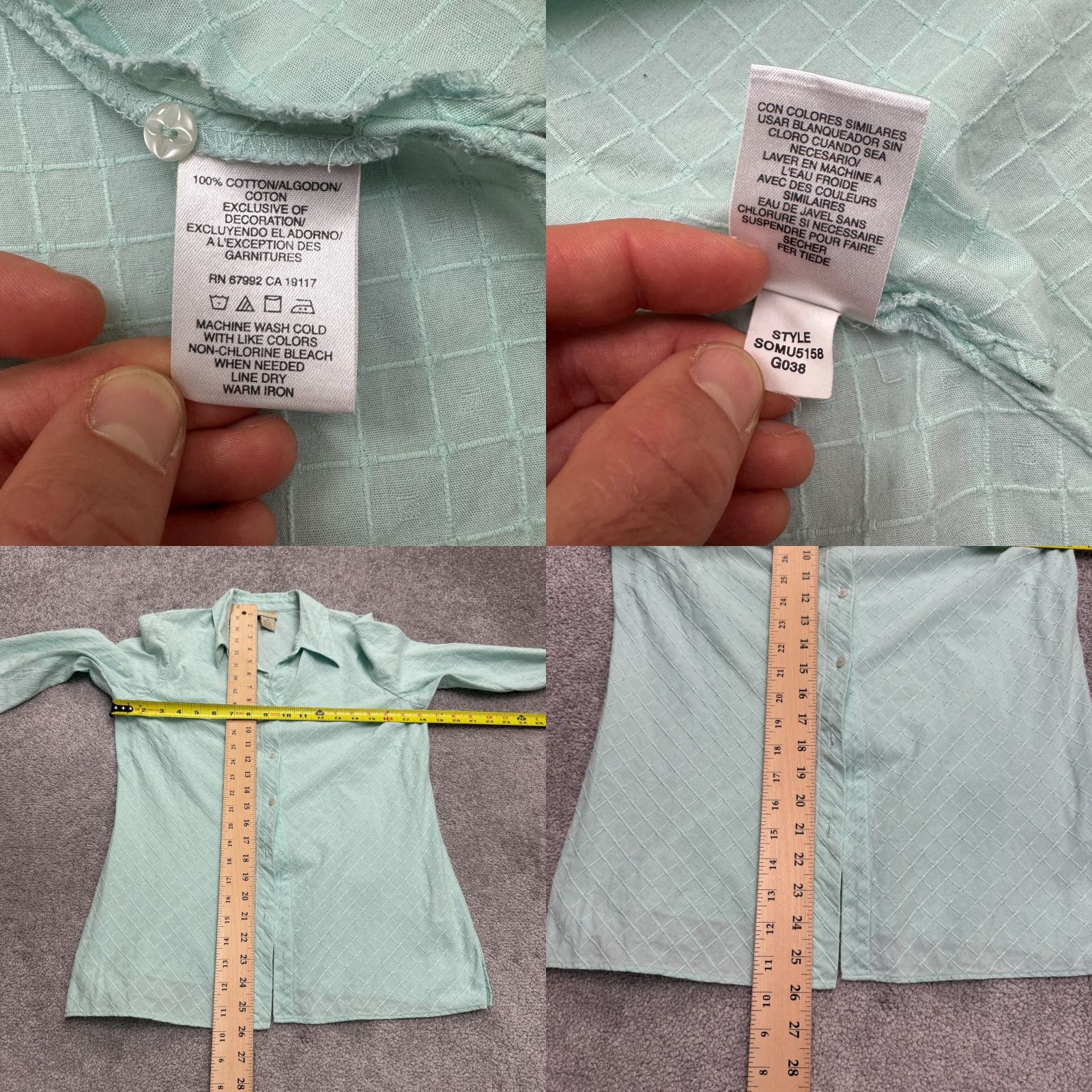 Vintage VINTAGE Sigrid Olsen Check Button-Down Shirt Womens Small Green Cotton Casual Top Size S / US 4 / IT 40 - 8 Thumbnail