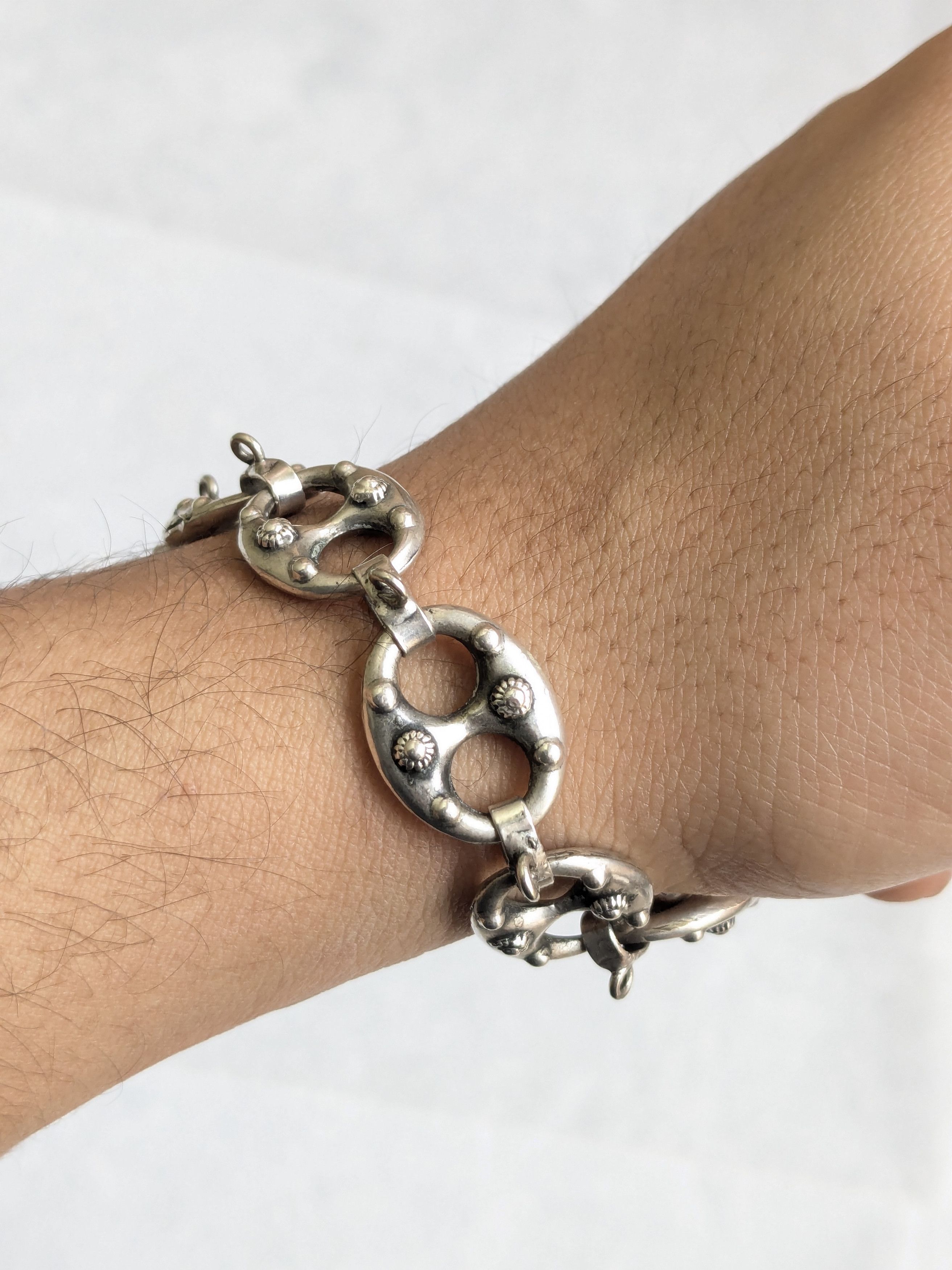 Jewelry .800 Silver Bracelet Anchor Mariner Puffy Hollow 7.25" Size ONE SIZE - 15 Thumbnail