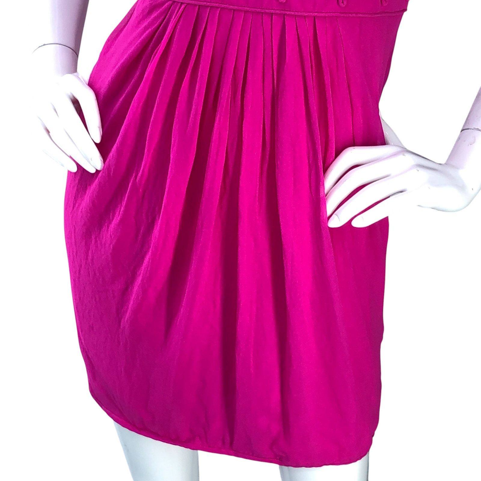 Tibi Tibi Size 4 Dress Sheath Silk Beaded Sleeveless Fuchsia Pink Size S / US 4 / IT 40 - 3 Thumbnail