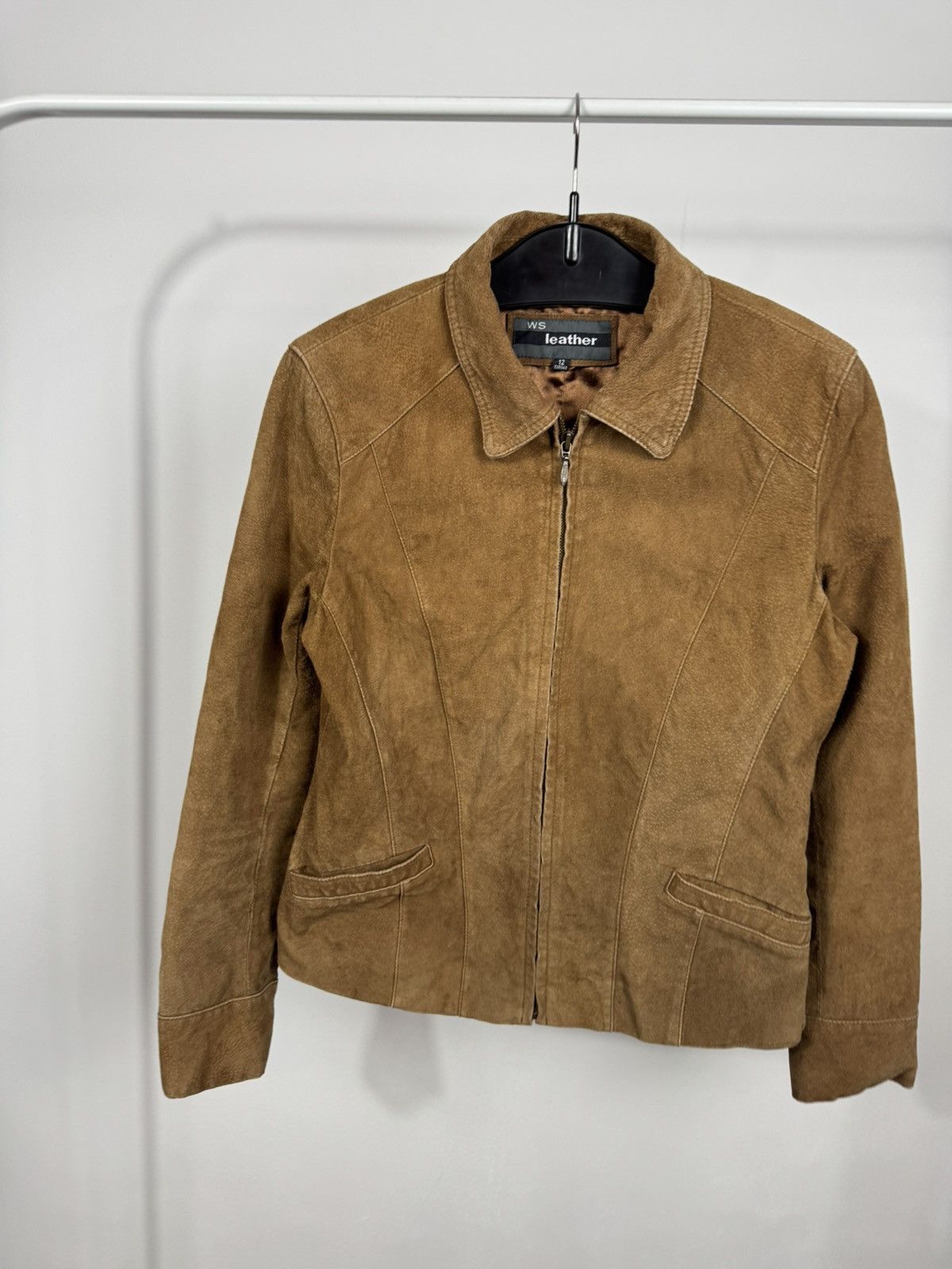 Other Vintage Women’s Brown Suede Leather Jacket Zip Up Short Y2K Size M / US 6-8 / IT 42-44 - 2 Thumbnail