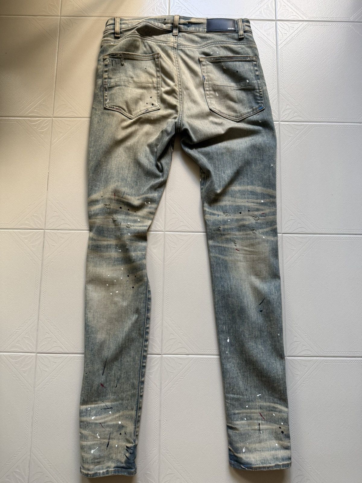 Amiri Skinny-Fit Paint- Splattered Distressed Stretch Denim Jeans Size US 32 / EU 48 - 3 Thumbnail