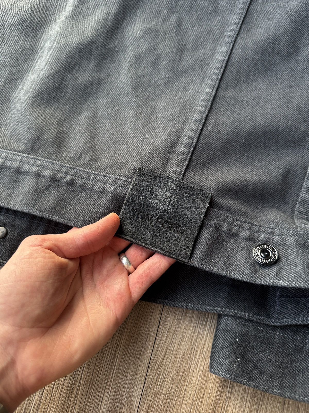 Tom Ford ⚫️ Tom Ford Graphite Black Japanese Denim Trucker Jacket Size US XXL / EU 58 / 5 - 11 Thumbnail