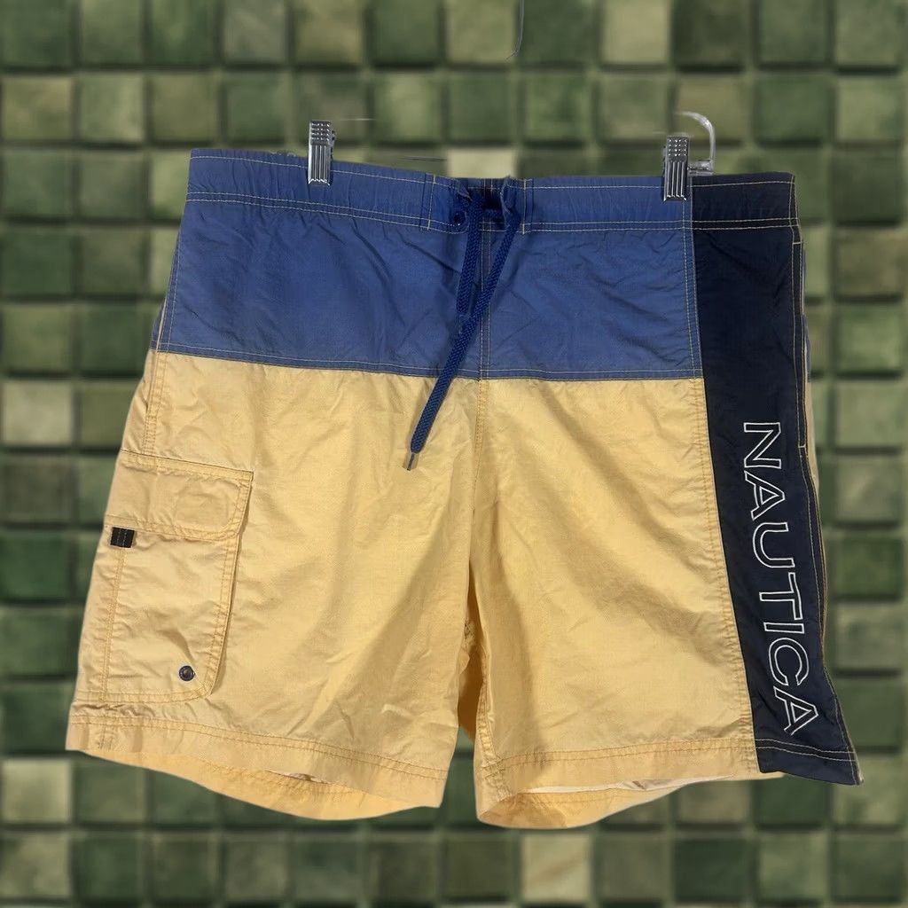 Nautica Nautica Surf Board Shorts Mens Medium Lined Nylon Tropical Beach Swim Trunks Colorblock Beach Classic Hawaii Aloha Mens Size US 31 - 1 Thumbnail