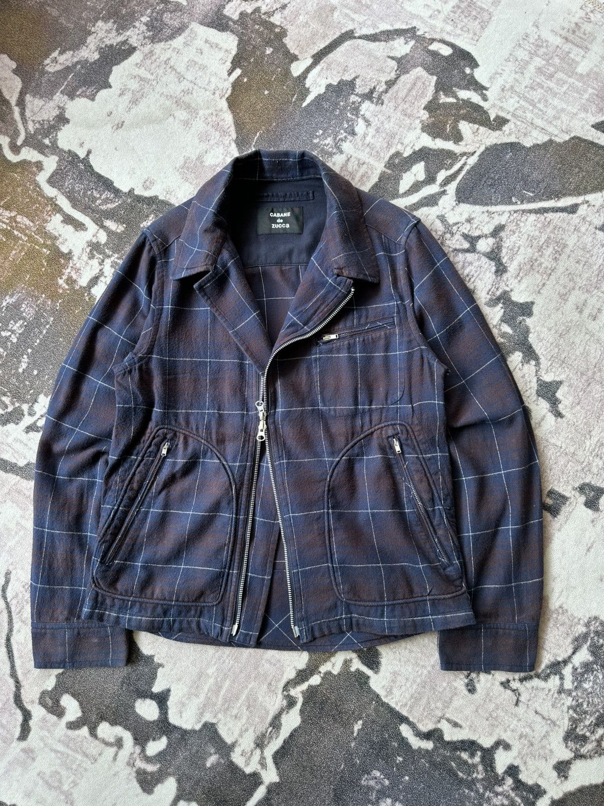 CABANE de ZUCCa 2003 S/S Cabane de Zucca shadow plaid zipper jacket Size US M / EU 48-50 / 2 - 3 Thumbnail