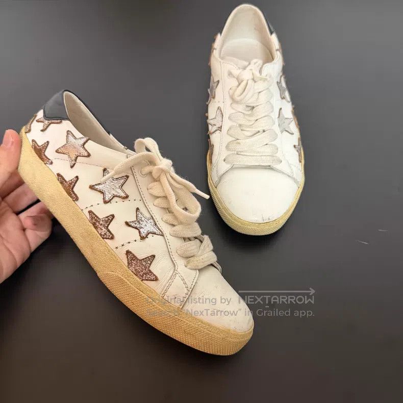 Saint Laurent Paris Saint Laurent Paris Distressed Star Low-Top Sneakers i Size US 5.5 / IT 35.5 - 1 Thumbnail