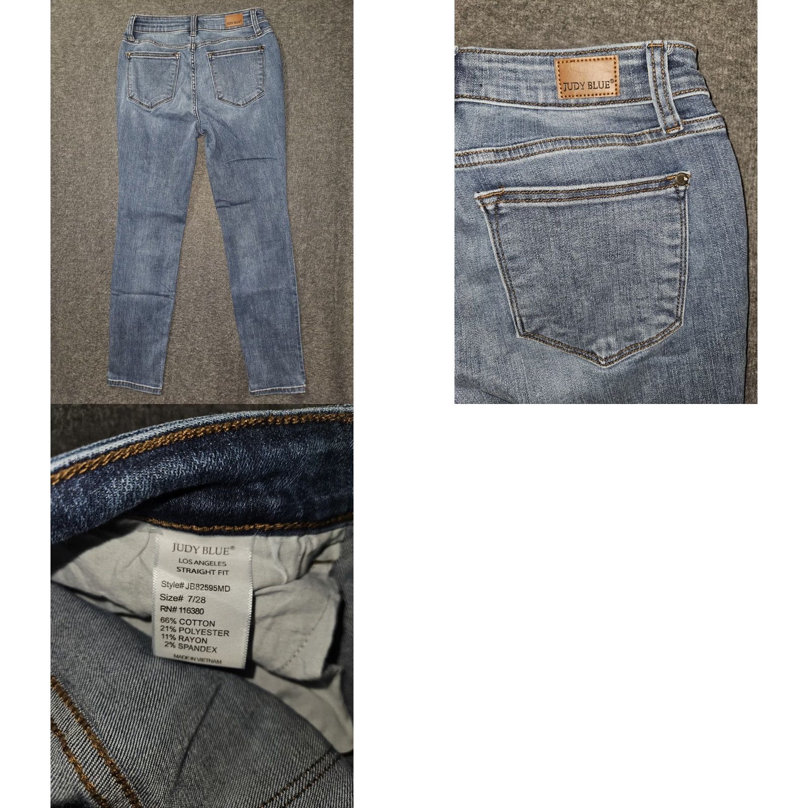 Denime Judy Blue Jeans Womens 7 28 Blue Straight Fit Distressed Stretch Denim JB92595MD Jeans 5-Pocket Logo Pocket Womens Blue Straight Fit Jeans Size 28" / US 6 / IT 42 - 8 Thumbnail