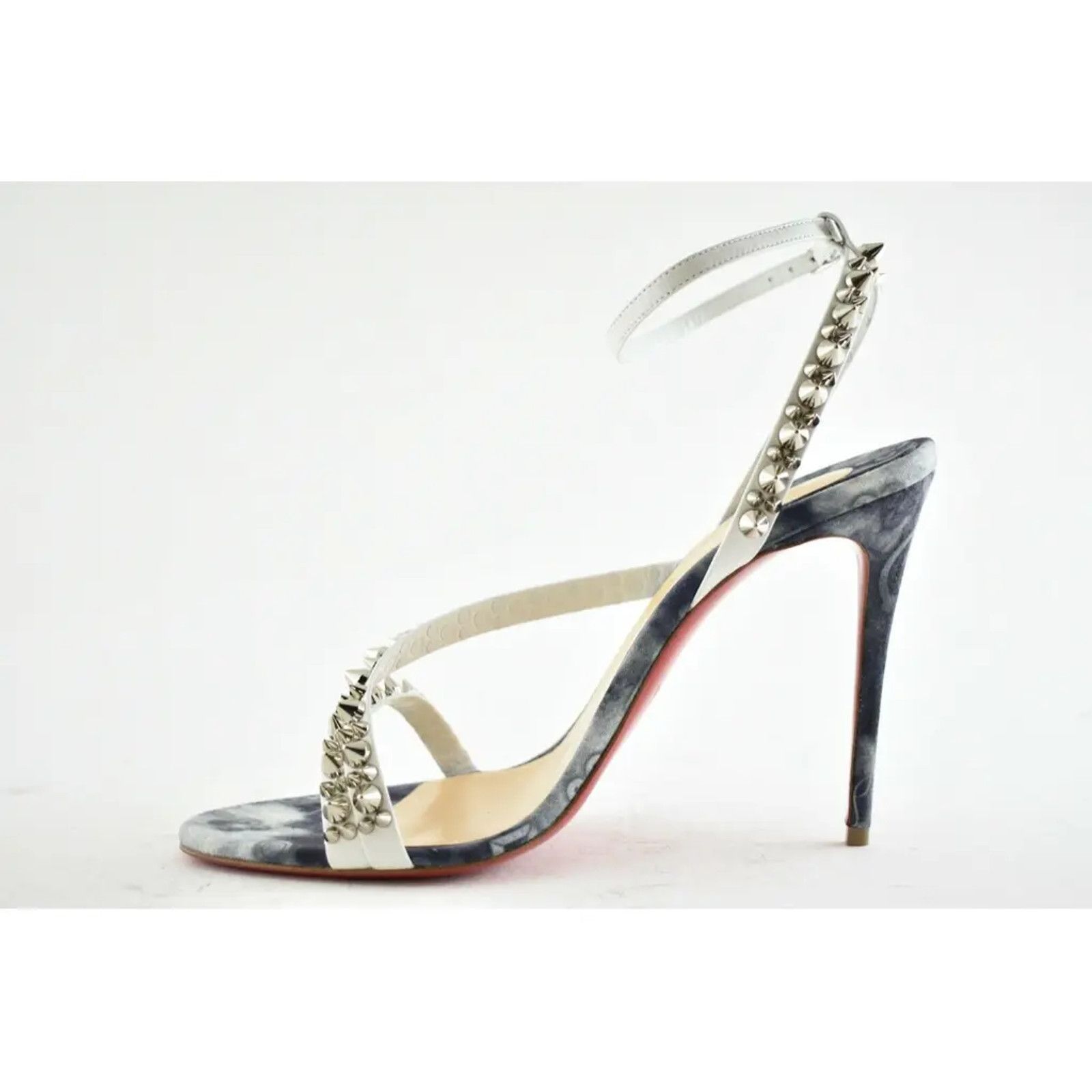 Christian Louboutin Mafaldina Spikes 100 Blue Jeans Strap Sandal Heel Pump 40 Size US 10 / IT 40 - 8 Thumbnail