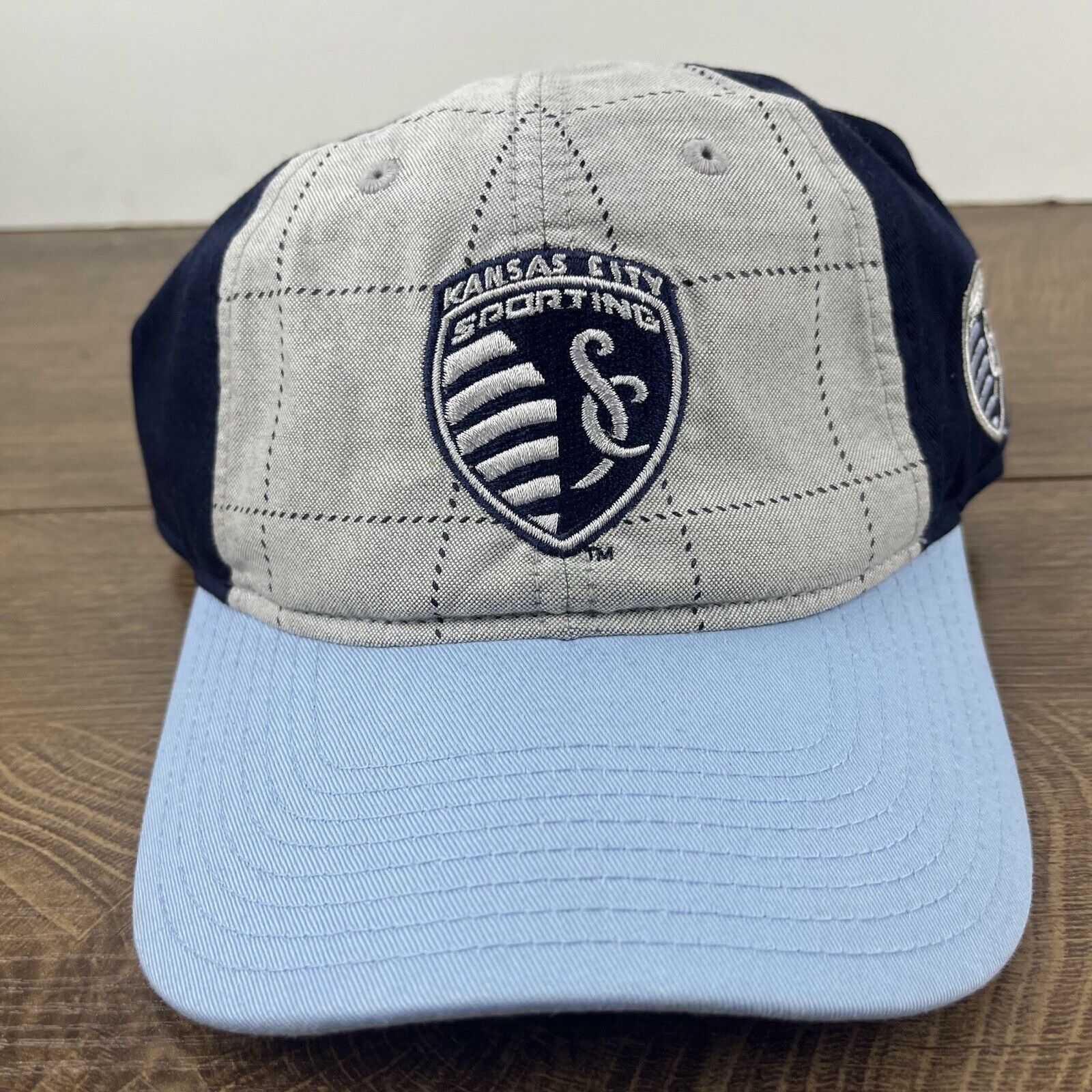 Adidas Kansas City Sporting Hat Adidas Blue Gray Cap Adjustable Gra Size ONE SIZE - 5 Thumbnail