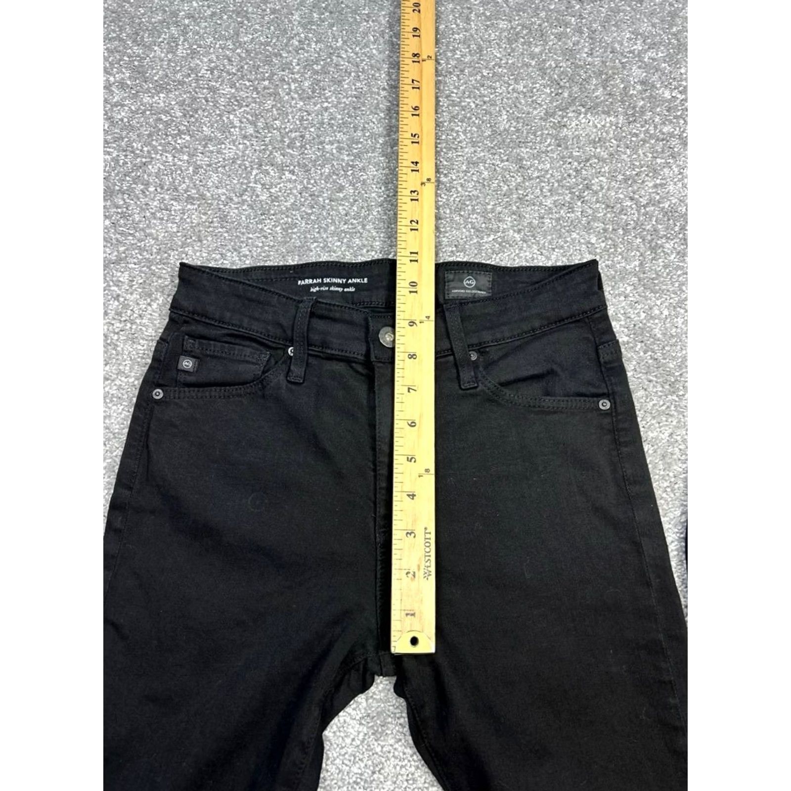 Farah AG Adriano Goldschmied Farrah Jeans Womens 25 Black Skinny 5-Pocket Denim Jeans 28in Inseam Regular Rise Vintage No Size 42" / US 20 - 4 Thumbnail