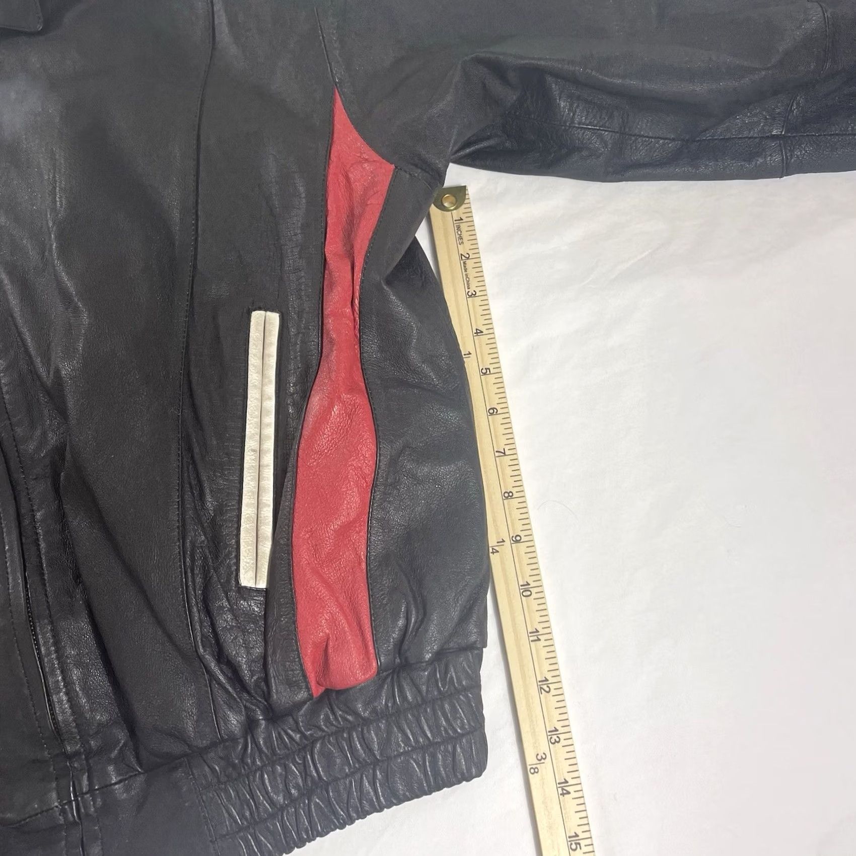 Vintage VINTAGE Extreme Leather Jacket Biker Men's L Black AMERICAN FLAG Pockets Zip 90s Halloween? Size US L / EU 52-54 / 3 - 6 Thumbnail