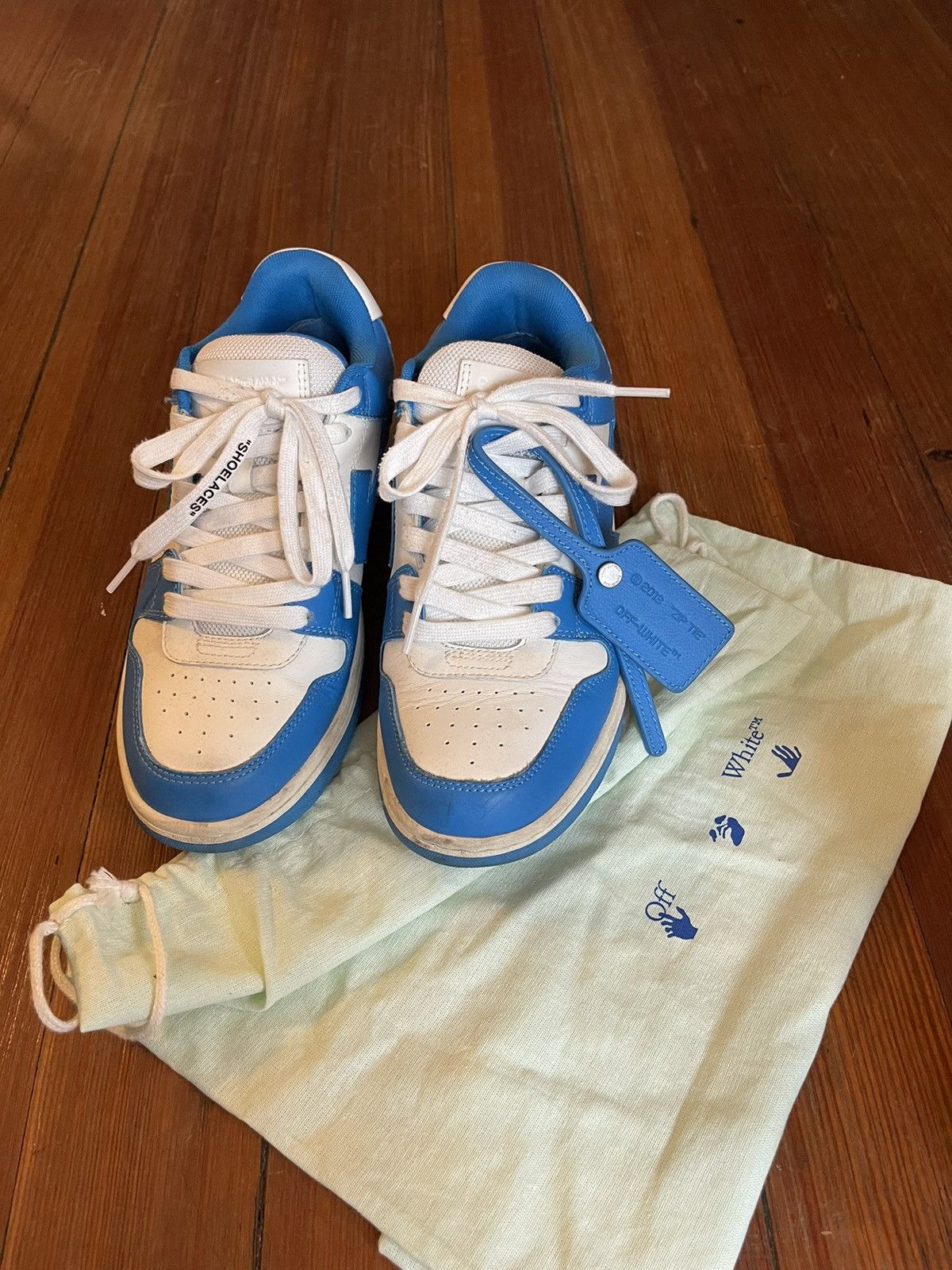 Off-White Off-White Out of Office Leather white/blue sneakers Size US 8 / IT 38 - 3 Thumbnail