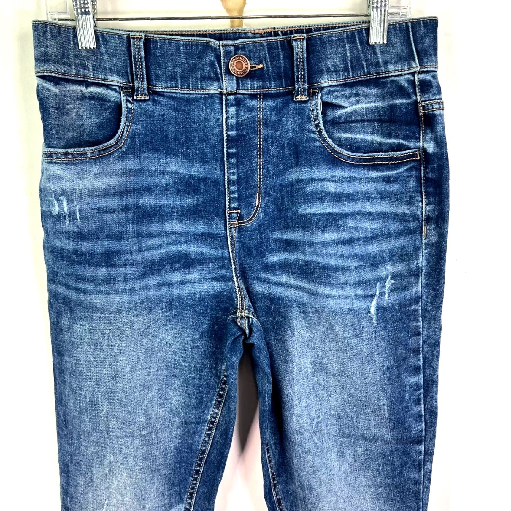 Vintage Maurice's Jeans Denim Skinny S 32x29 Blue Distressed 90s Bohemian City Womens Regular Skinny Jeans Size 28" / US 6 / IT 42 - 2 Thumbnail