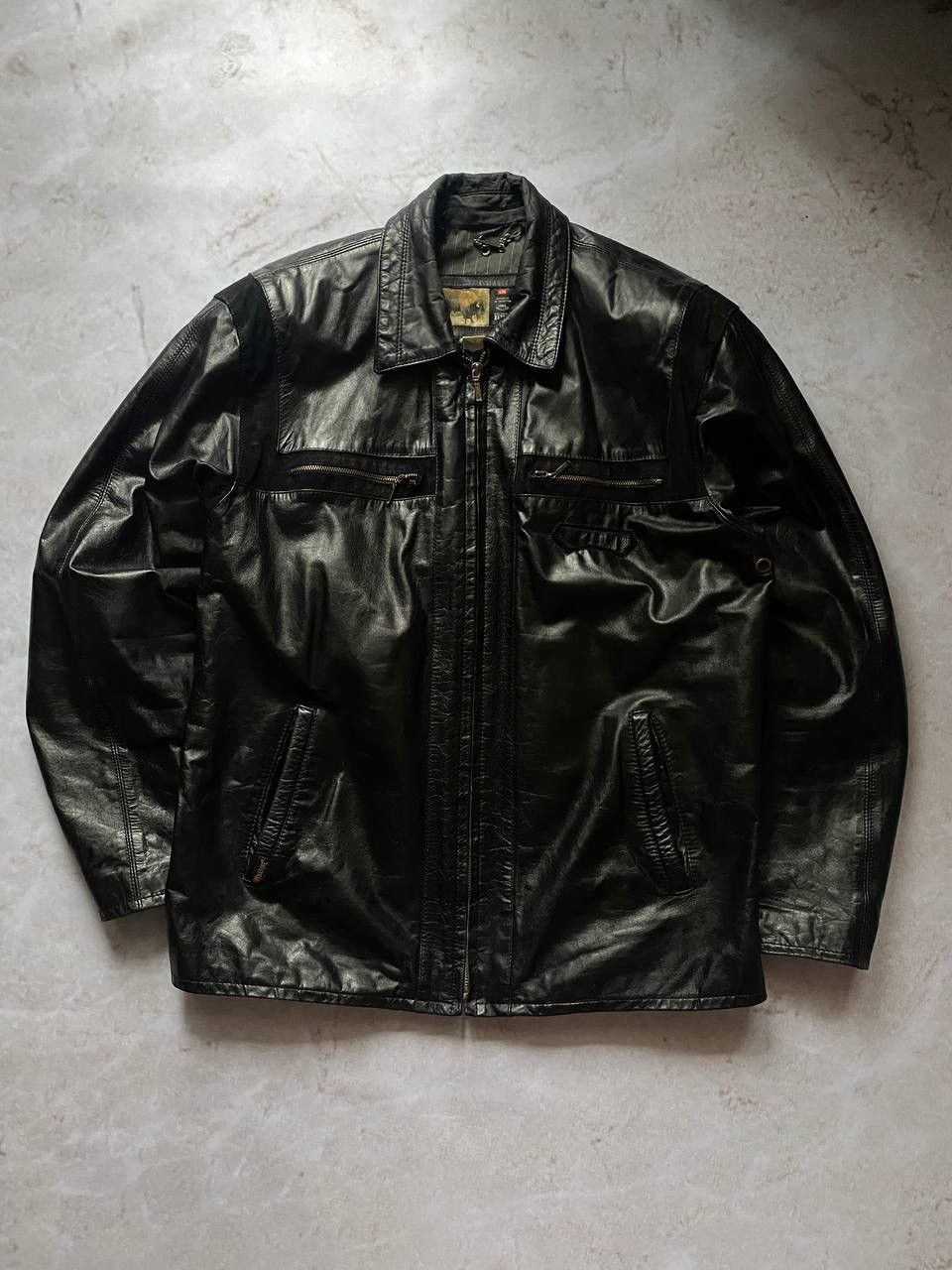 Genuine Leather Vintage Leather Bomber Jacket Moto Y2K Schott Style Size US L / EU 52-54 / 3 - 1 Thumbnail