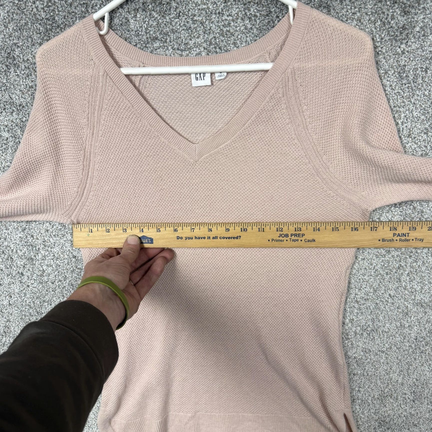 Gap Gap Sweater Womens M Pink V-Neck Raglan Waffle Knit Pullover Casual Lightweight Knit Shirt Size M / US 6-8 / IT 42-44 - 4 Thumbnail