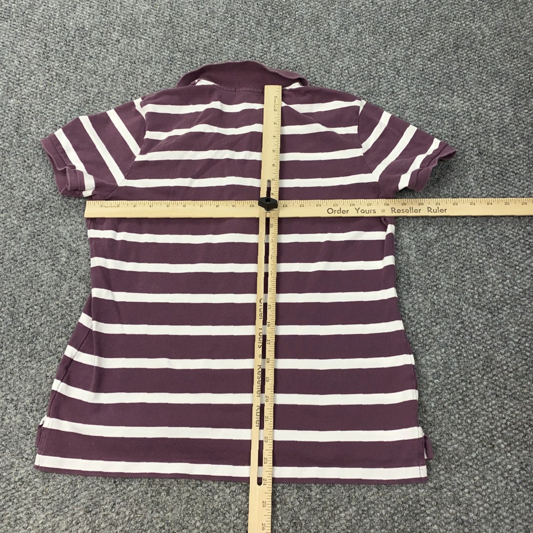 Ralph Lauren VINTAGE Ralph Lauren Polo Shirt Womens XL Striped Big Pony Casual Golf Preppy Cotton Purple Size XL / US 12-14 / IT 48-50 - 6 Thumbnail
