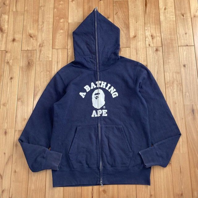 Bape BAPE College logo full zip hoodie Navy a bathing ape Size US L / EU 52-54 / 3 - 1 Thumbnail