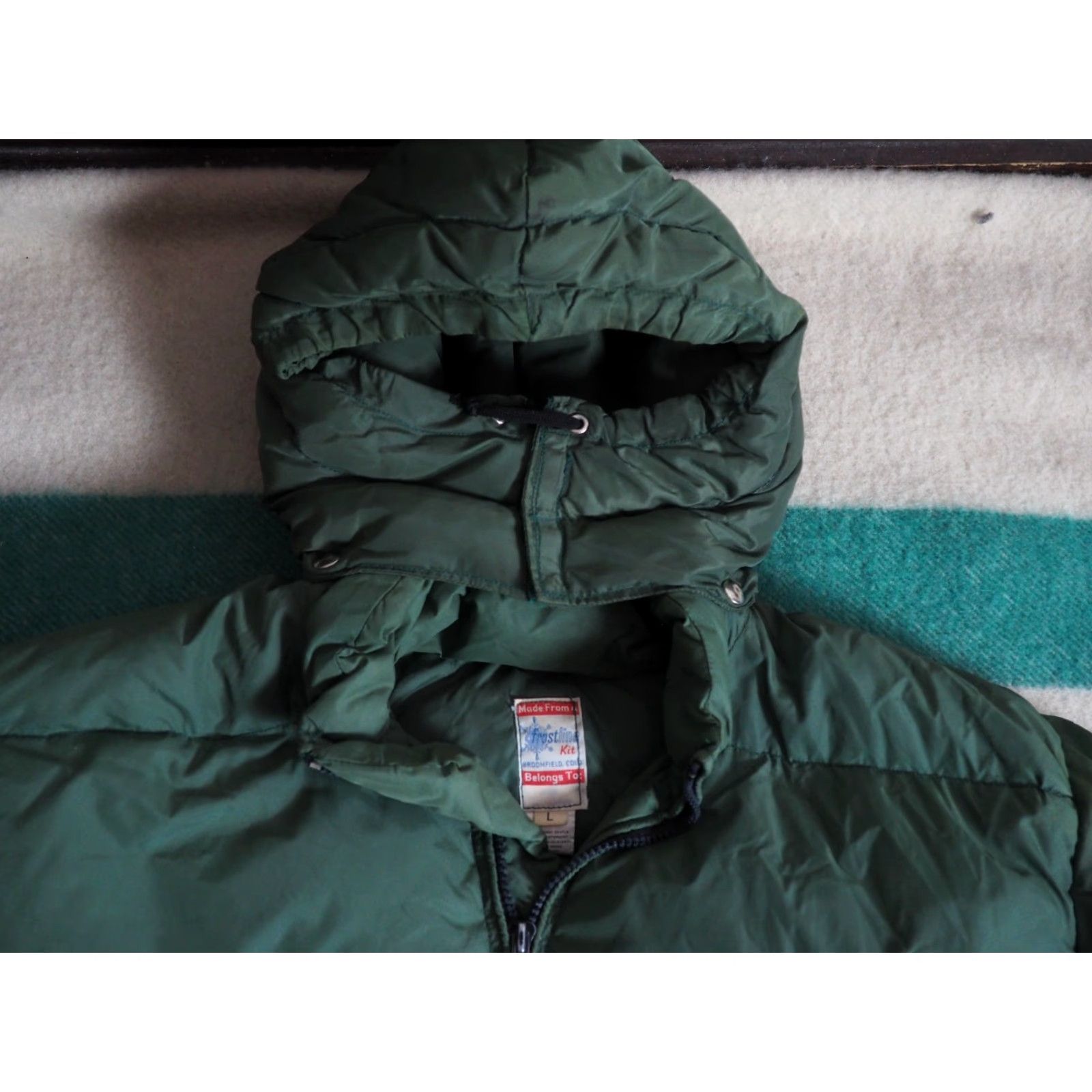 Vintage VINTAGE Frostline Kit Jacket Outdoor Hooded 70s Zip Down Goose Down Forest Green Mens L Size US L / EU 52-54 / 3 - 2 Thumbnail