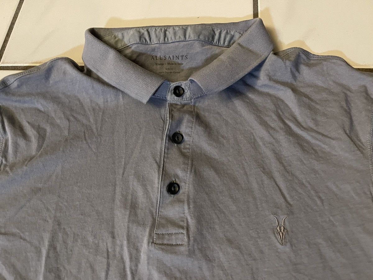 Allsaints All Saints Shirt Gray Blue Polo Ramskull Mens XL Slim Fit Size US XL / EU 56 / 4 - 2 Thumbnail