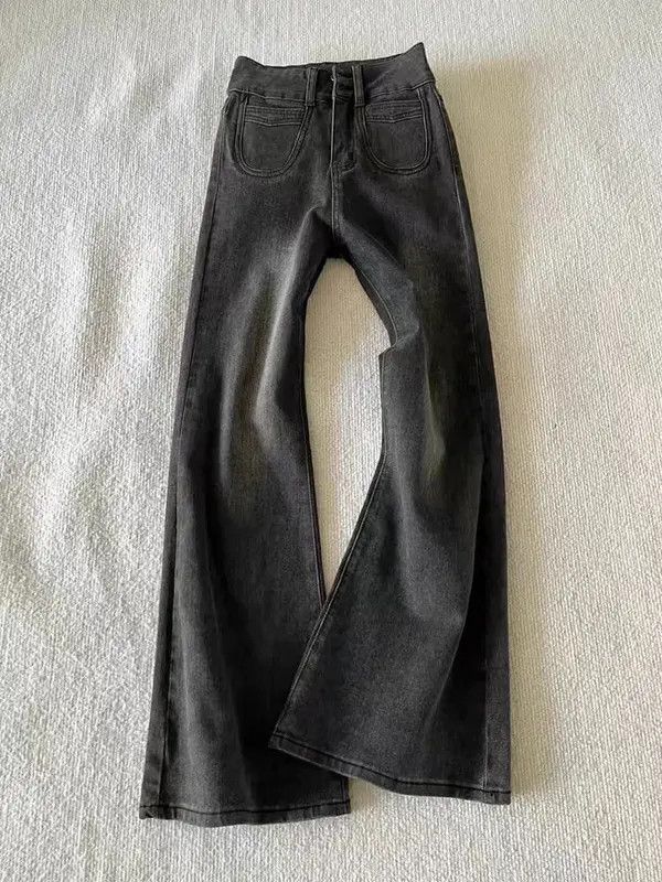 Jean Street Y2K vintage washed black baggy micro flare jeans Size US 34 / EU 50 - 5 Thumbnail