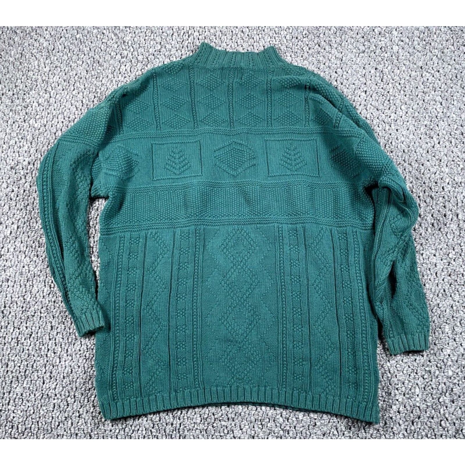Vintage VINTAGE Woolrich Chunky-Knit Mock Neck Sweater Women's Medium Green 90s Oversized Pullover Size M / US 6-8 / IT 42-44 - 2 Thumbnail
