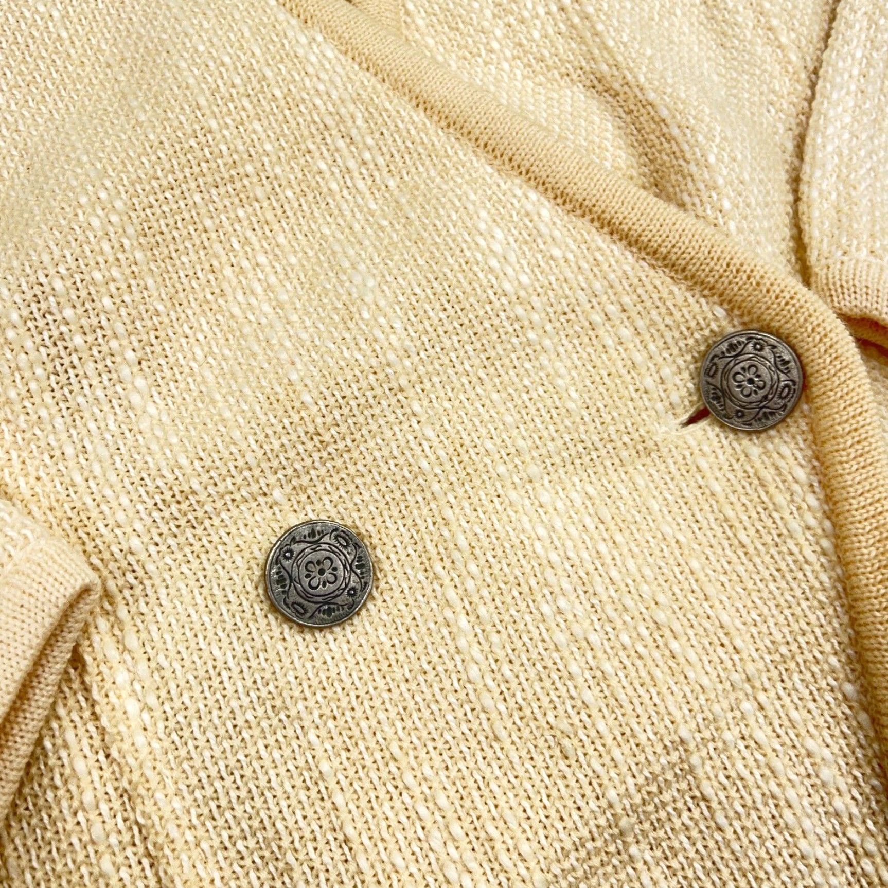Vintage VINTAGE Geiger Cardigan Sweater Women 38 Cream White Pockets Mock Neck 90s Boho Casual Size XS / US 0-2 / IT 36-38 - 5 Thumbnail