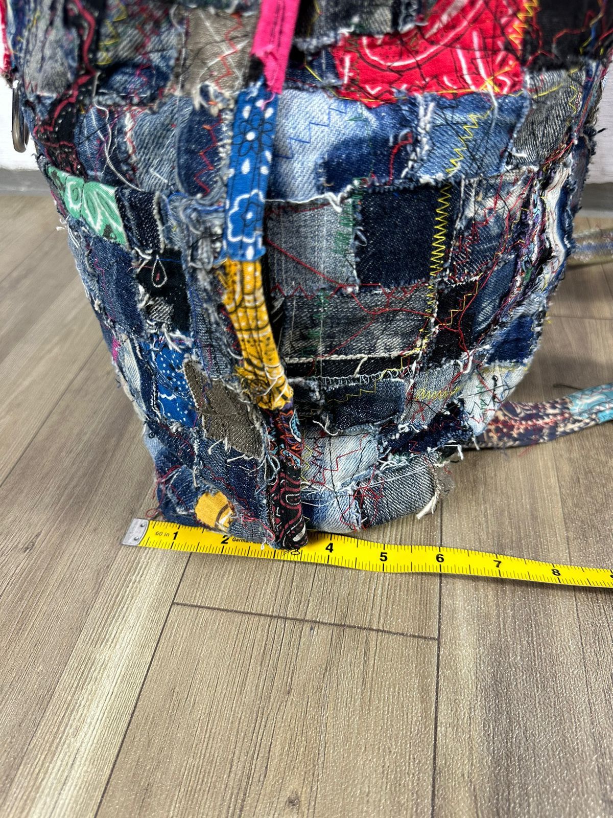 Other Custom Made Denim Paisley Patchwork Roll Top Backpack Size ONE SIZE - 16 Thumbnail