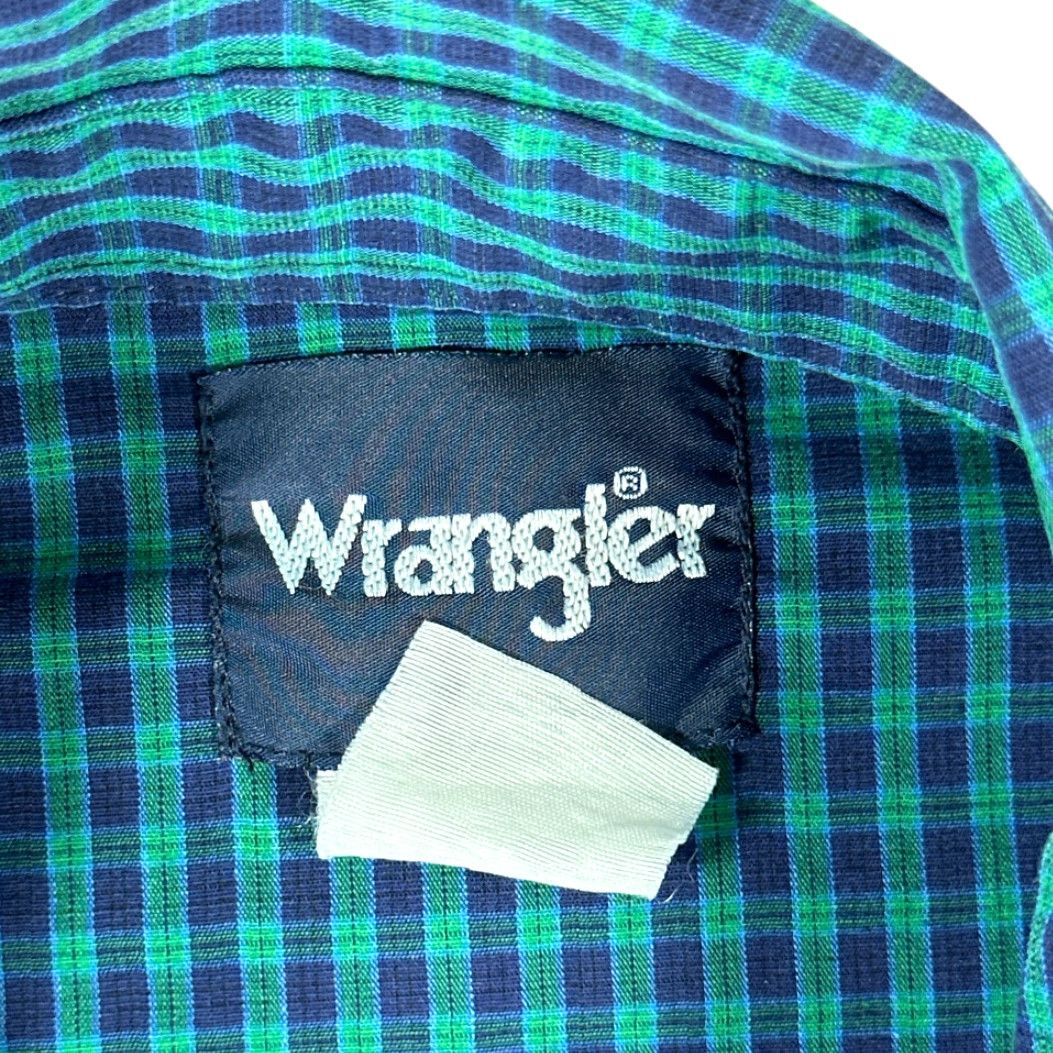 Wrangler VINTAGE Wrangler Western Shirt Adult LARGE Green Blue Black Watch Plaid Snap 90s Shirt Mens Regular Long Sleeve Collared Chest 23 Length 30 Size US L / EU 52-54 / 3 - 4 Thumbnail