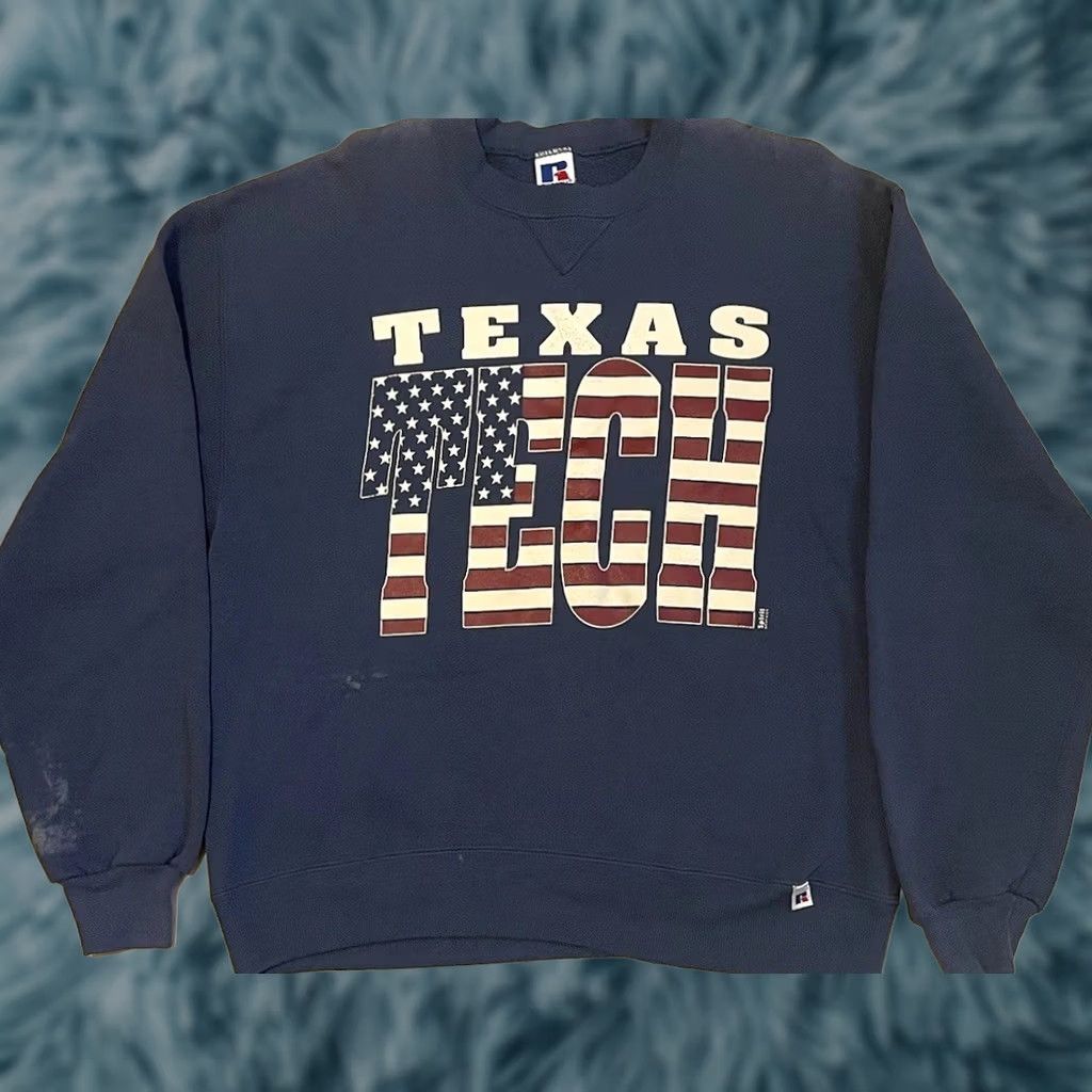 Russell Athletic VINTAGE Russell Athletic Texas Tech Sweatshirt S USA College University PE Track Grunge 90s 80s Blue Mens Pullover Small Navy USA College University Size US S / EU 44-46 / 1 - 1 Thumbnail
