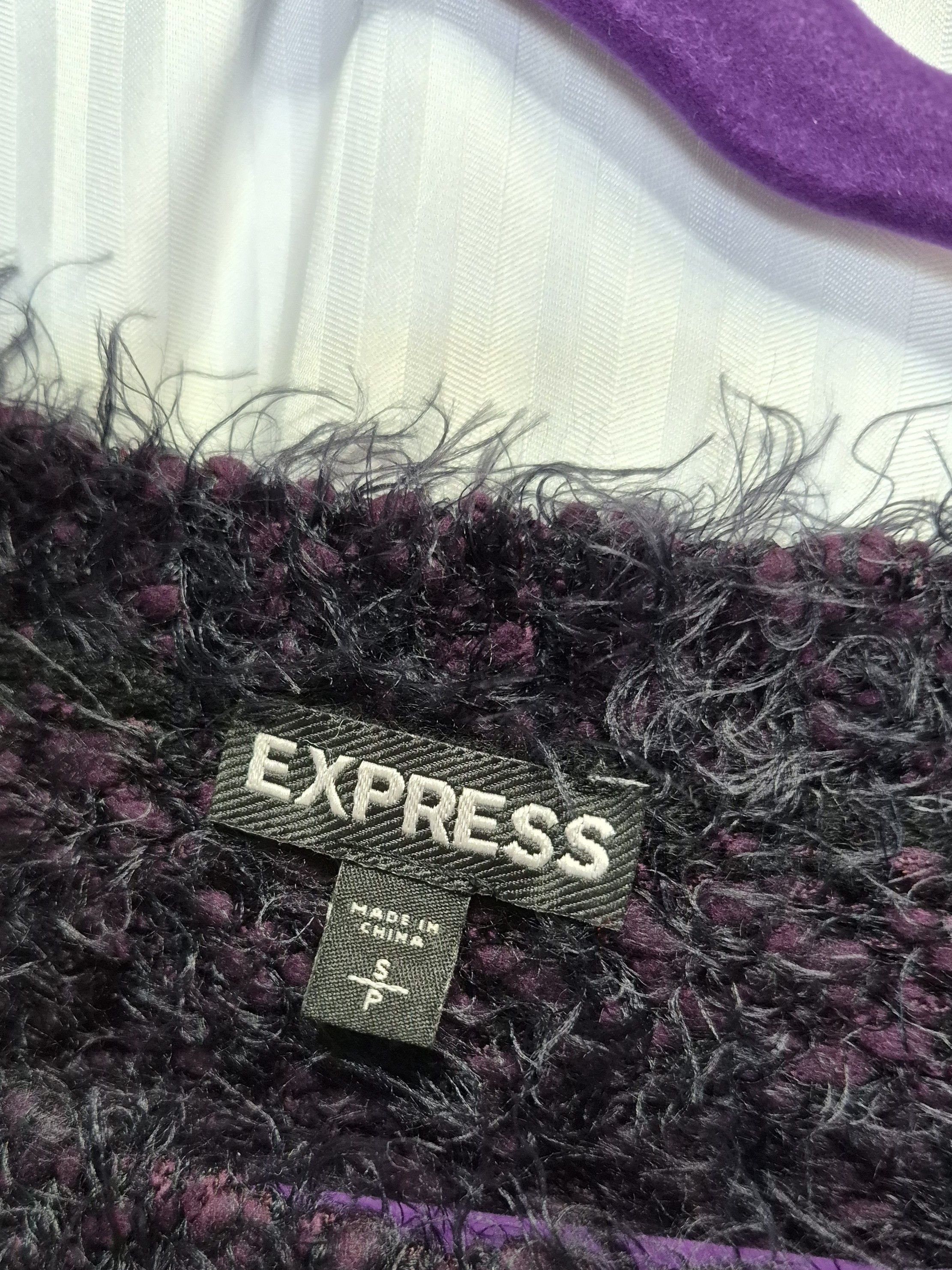Express Express Small Purple & Black Crewneck Sweater - Plush Knit Size S / US 4 / IT 40 - 4 Thumbnail