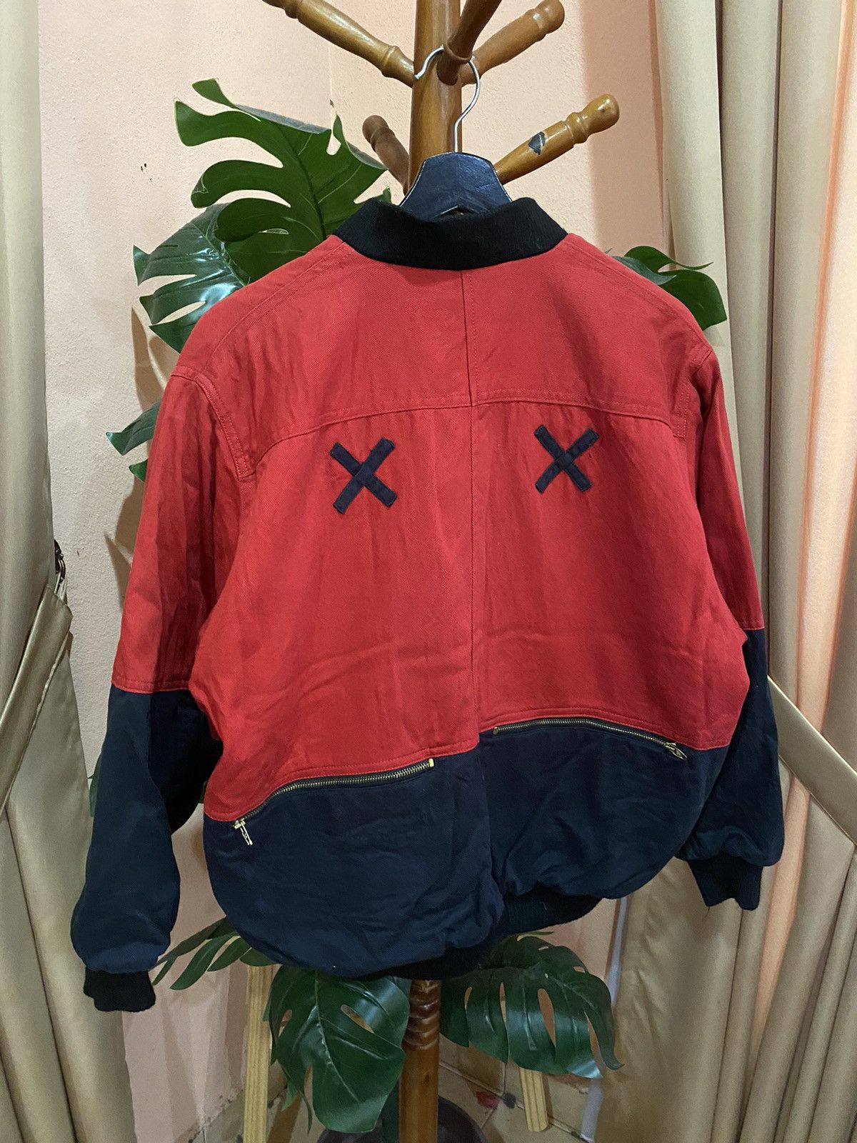 Other Vintage Royal Eye Varsity Bomber Jacket Red Black Patchwork Size US M / EU 48-50 / 2 - 12 Thumbnail