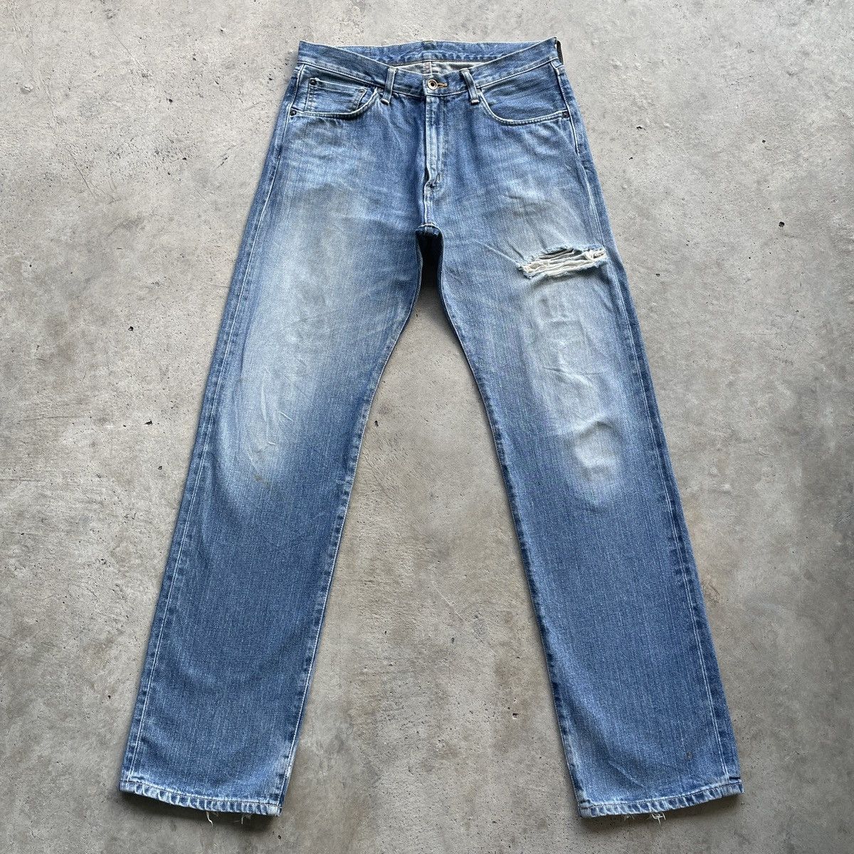 Edwin × Jean × Vintage Vintage Distressed Edwin 505 Selvedge Faded Jeans Pants W33 Size US 33 - 1 Thumbnail