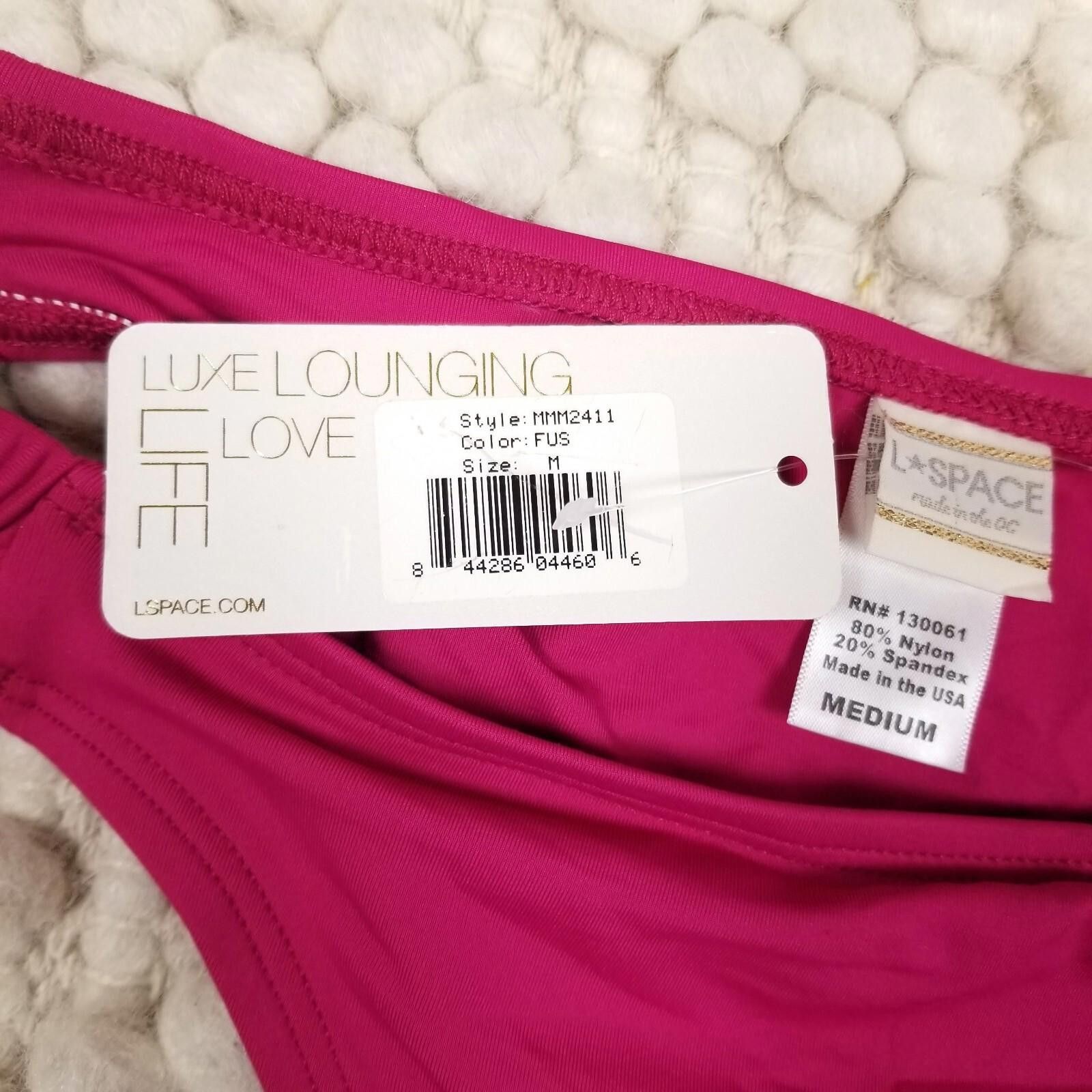 Designer NWT L*Space Bikini Bottoms Fuchsia Pink Sz Medium Size ONE SIZE - 8 Thumbnail