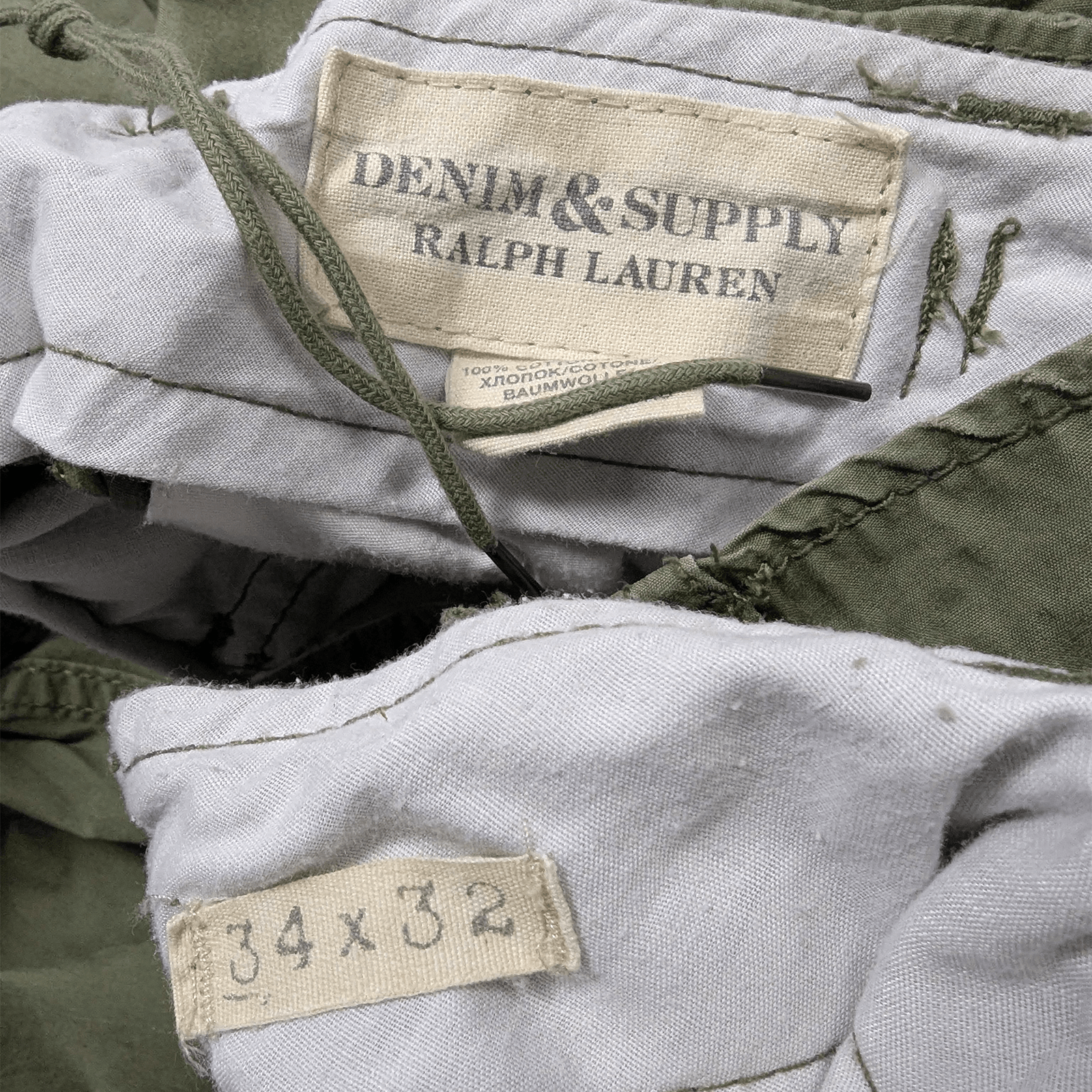 Denim & Supply Ralph Lauren Ralph Laurent Military Multipocket Khaki Green Cargo Pants Size US 34 / EU 50 - 10 Thumbnail